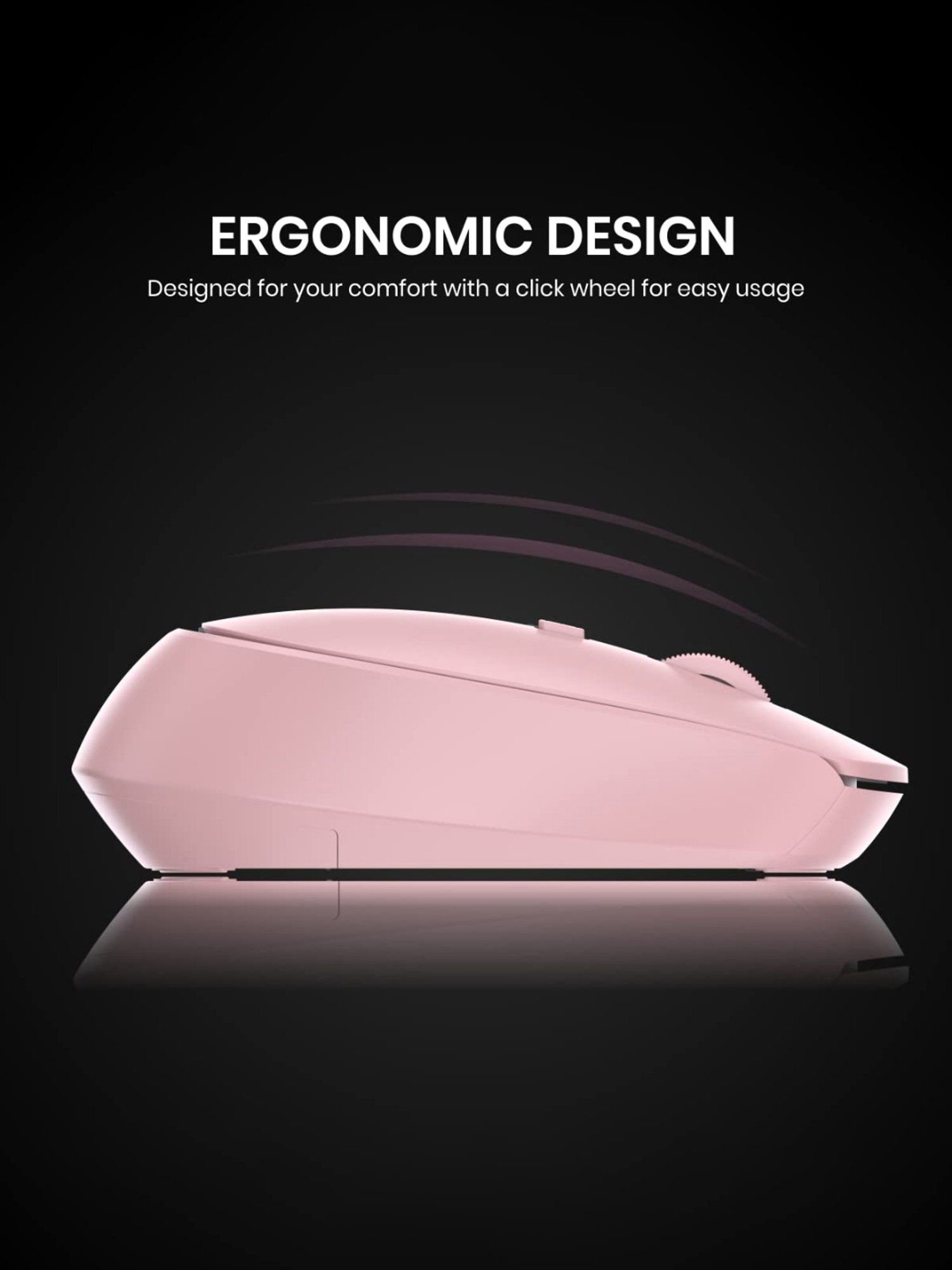 Portronics Toad 23 Wireless Optical Mouse with 2.4GHz, USB Nano Dongle, Optical Orientation (Pink)