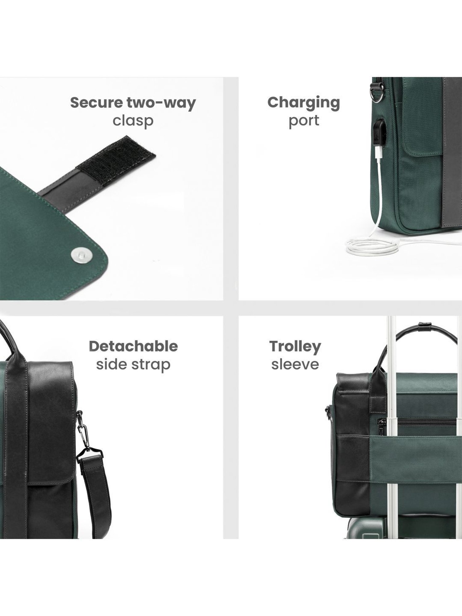 Assembly Green Medium Laptop Messenger Bag with USB Charging Port
