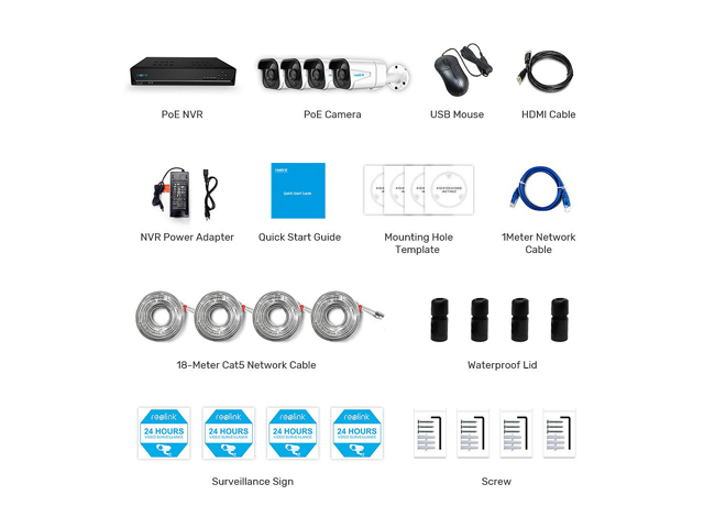 Reolink 4K Ultra HD 8CH POE Security Camera System, 4 x Wired 8MP Outdoor PoE IP Cameras, 8MP 8-Channel NVR with 2TB HDD Video Surveillance System for 24/7 Recording RLK8-800B4
