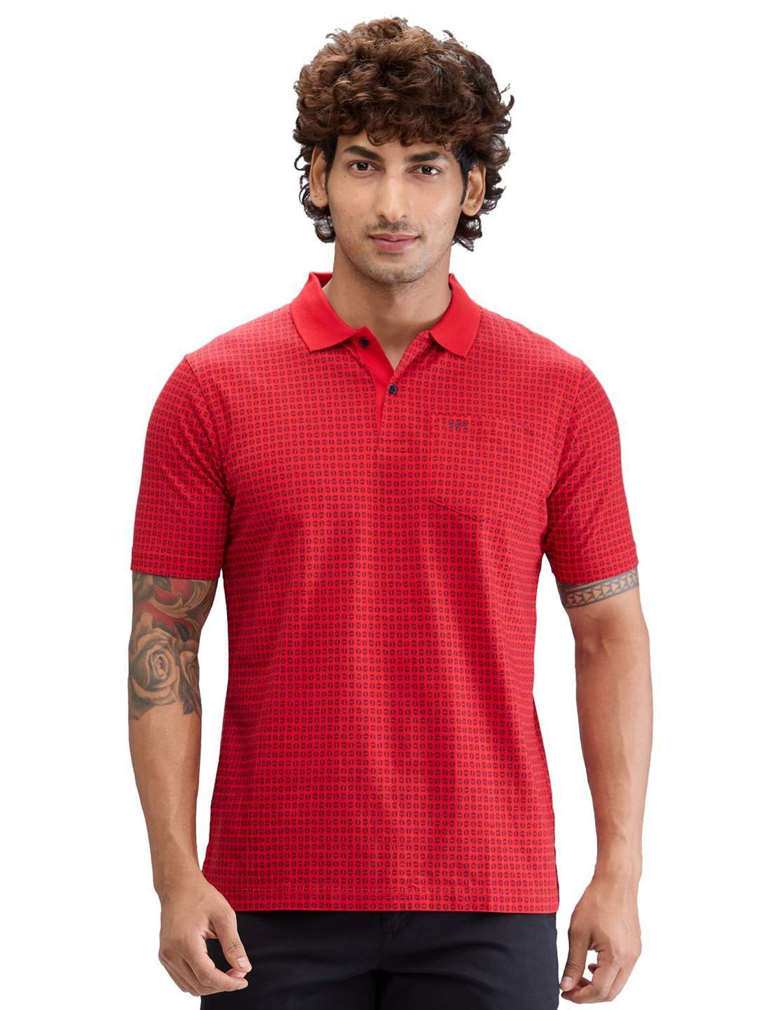 Colorplus Red Classic Fit Printed Polo T-Shirt