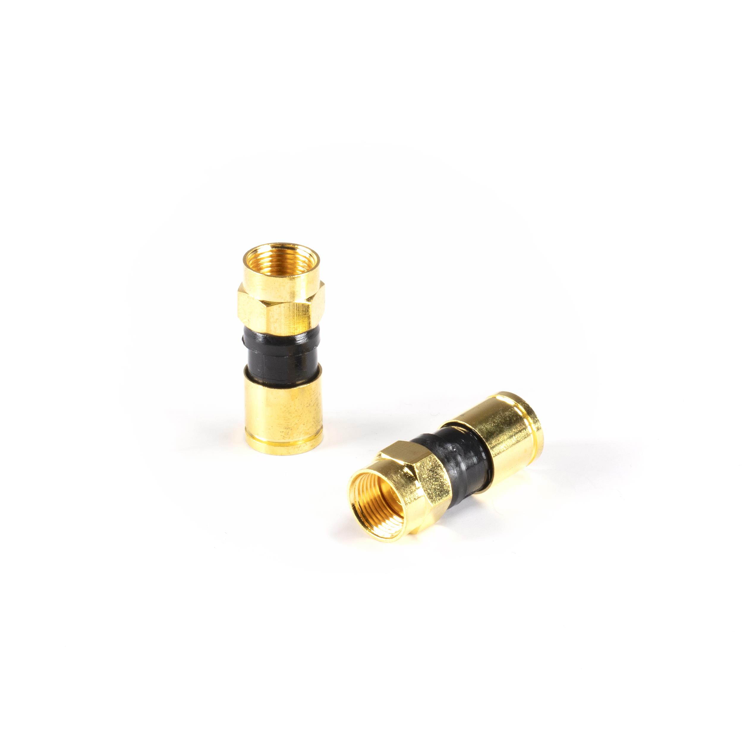 THE CIMPLE CO - Gold Coaxial Cable Compression Fitting | 100 Pack Connector | for RG6 Coax Cable &ndash; with Weather Seal O Ring and Water Tight Grip