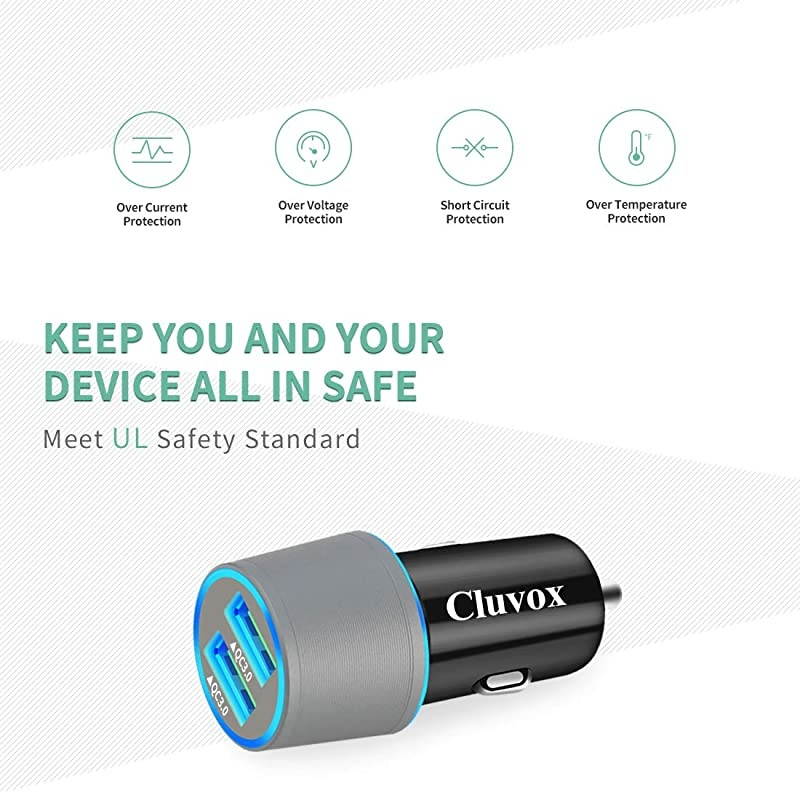 USB C Car Charger Compatible Samsung Galaxy S20S20 PlusS20 UltraS10ES10 PlusS10Note 9Note 8S9S9 PlusS8S8+ Quick Charge 30 Dual USB Fast Car Charger with Type C Cable 66 ft