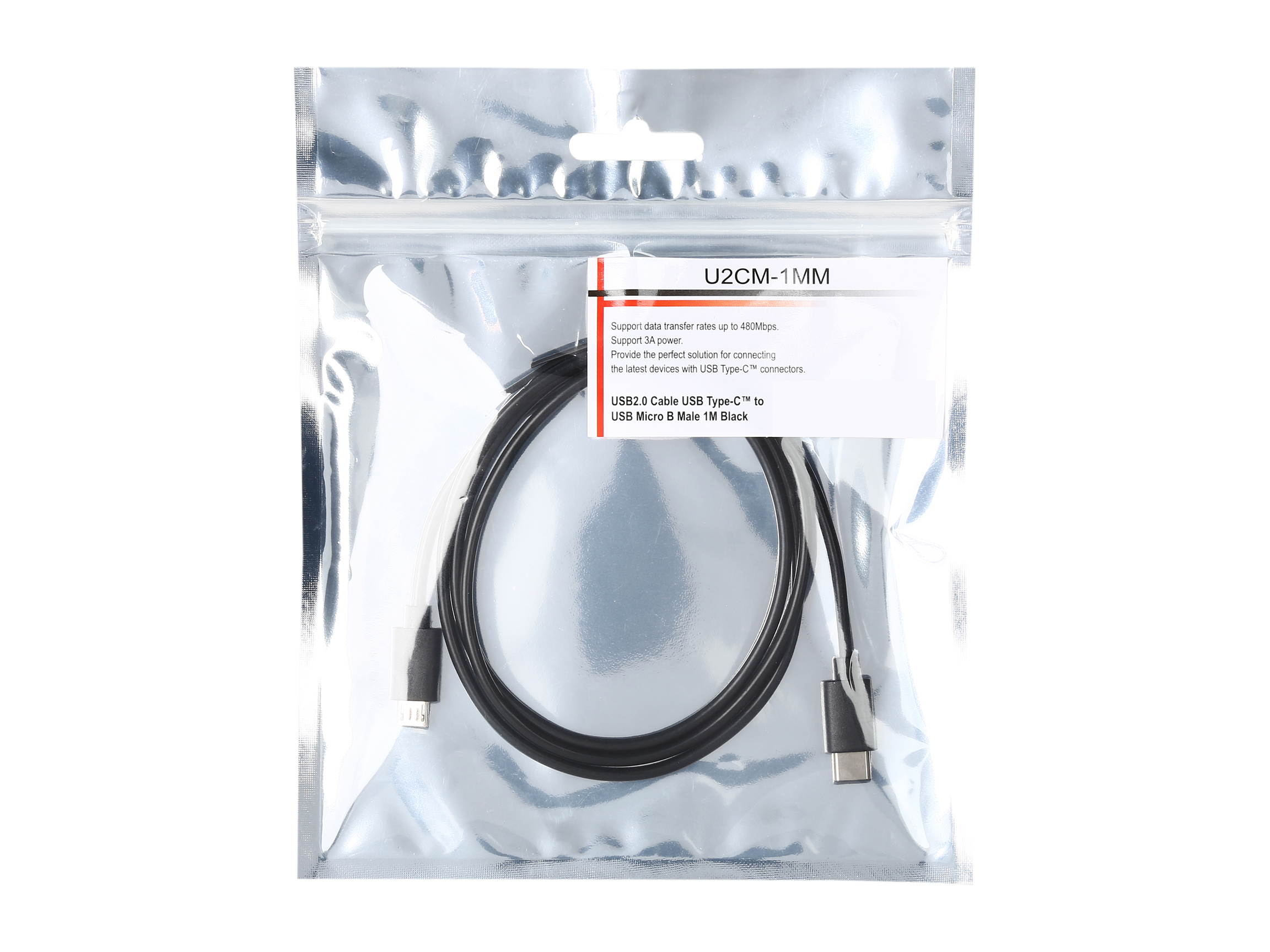 BYTECC U2CM-1MM USB2.0 Cable USB Type-C to Micro USB Male 1M Cable