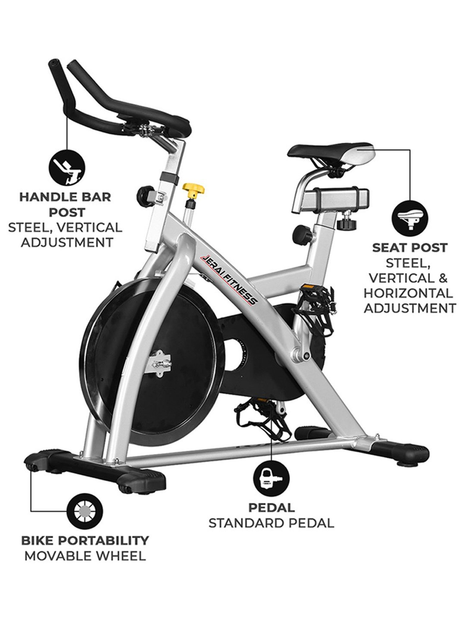 Jerai Fitness FBS4 Spinning Bike (Silver)