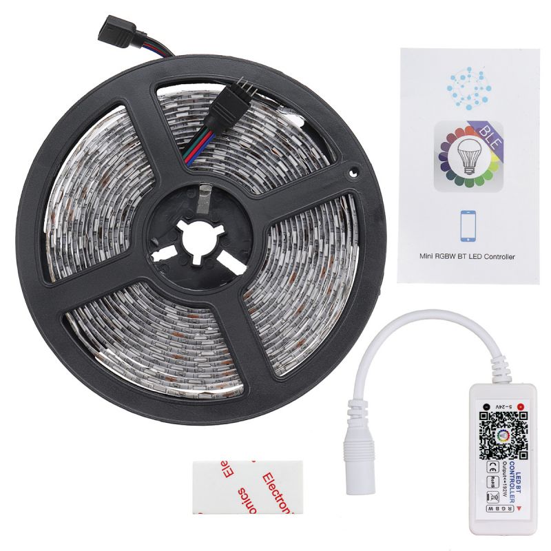 RGB LED Strip Lights IP65 Waterproof 5050 5M 300 LEDs DC 12V Bluetooth Controller Light Bar Home Office Decoration