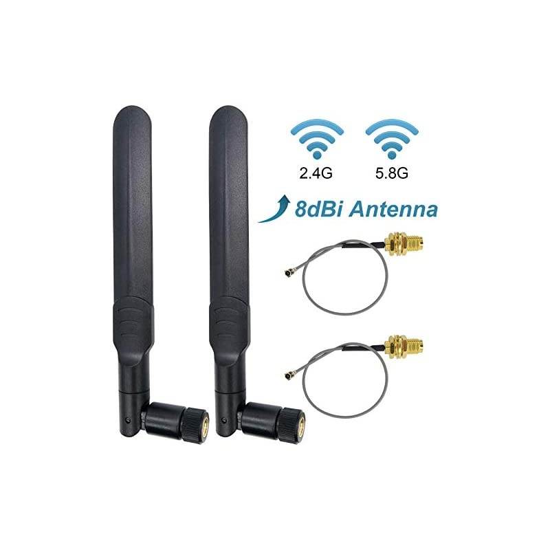 x 8dBi .4GHz 5.8GHz Dual Band WiFi Antenna IPEX + x 0cm U.FL to RP-SMA Female Extension Cable for Mini PCIe Card Wireless Router Notebook Computer PS4 Drone