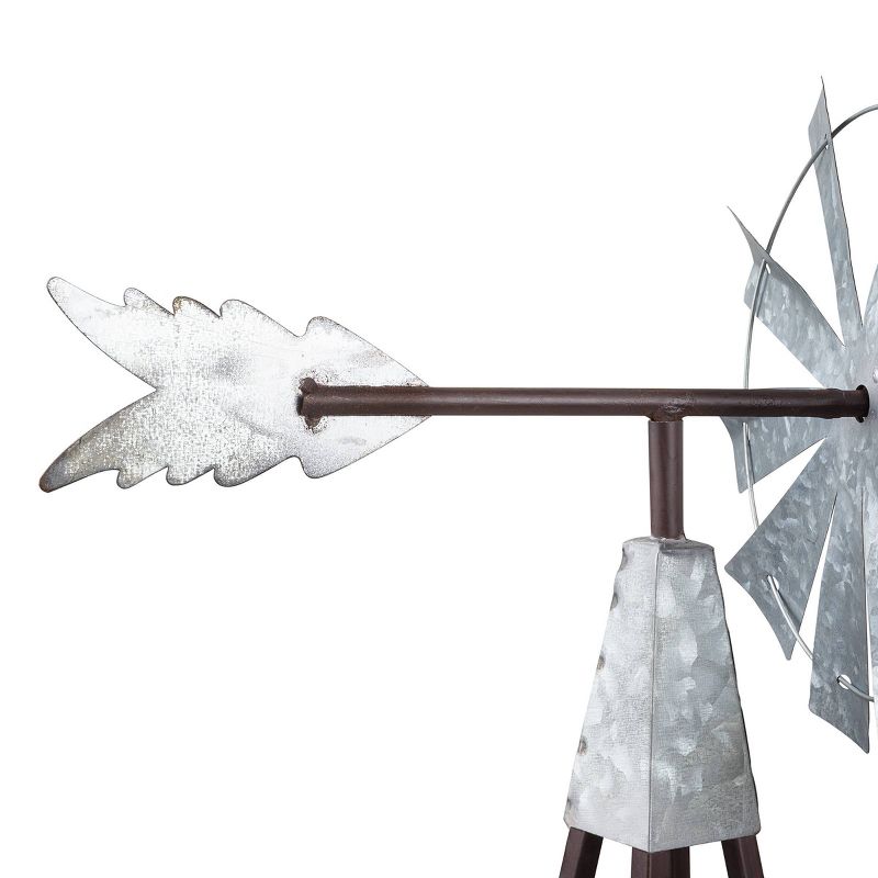 Rustic Bronze & Silver Metal Mini Windmill - Alpine Corporation