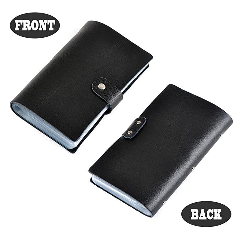 Leather Credit Card Holder Business ID Card Case Book Style 90 Count Name Card Holder Book Black