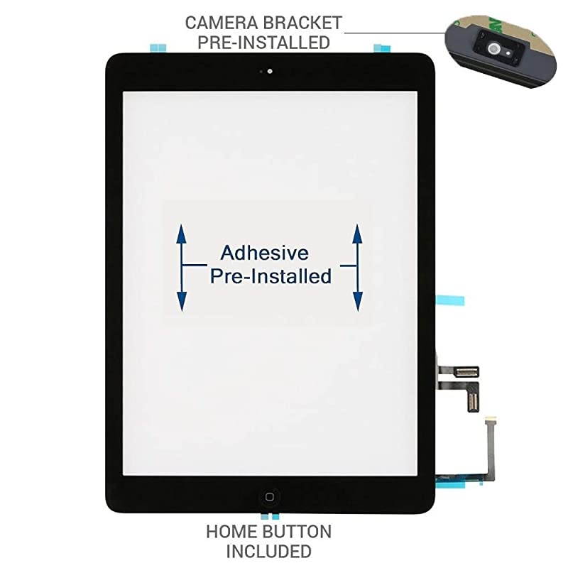 Touch Screen Replacement for iPad Air 1st Generation DigitizerOnly for A1474 A1475 A1476 with Home Button Full Repair Kit Camera Holder