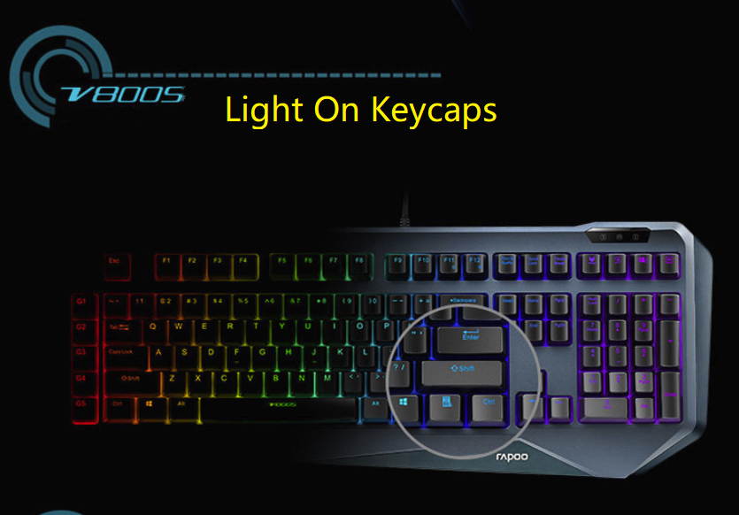 Rapoo V800S All Non-conflicting Keys, Ergonomic Design, Cool Exterior RGB Backlit LED Light  Wired Brown  Mechanical Programmable Gaming Keyboard -Black