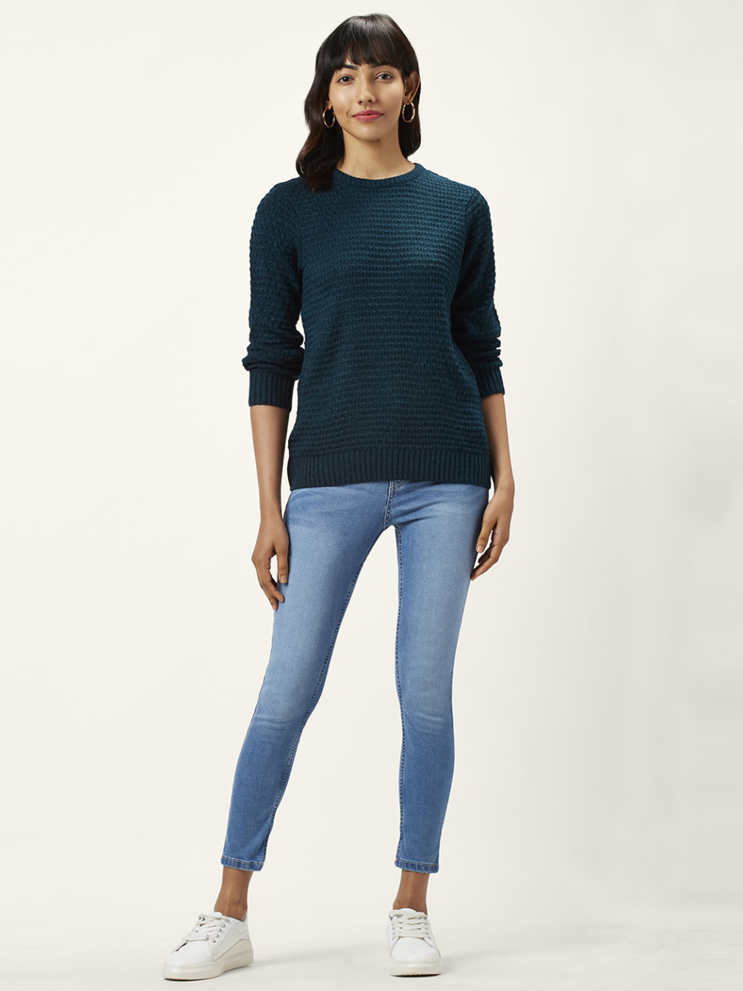 Honey by Pantaloons Blue Self Pattern Sweater