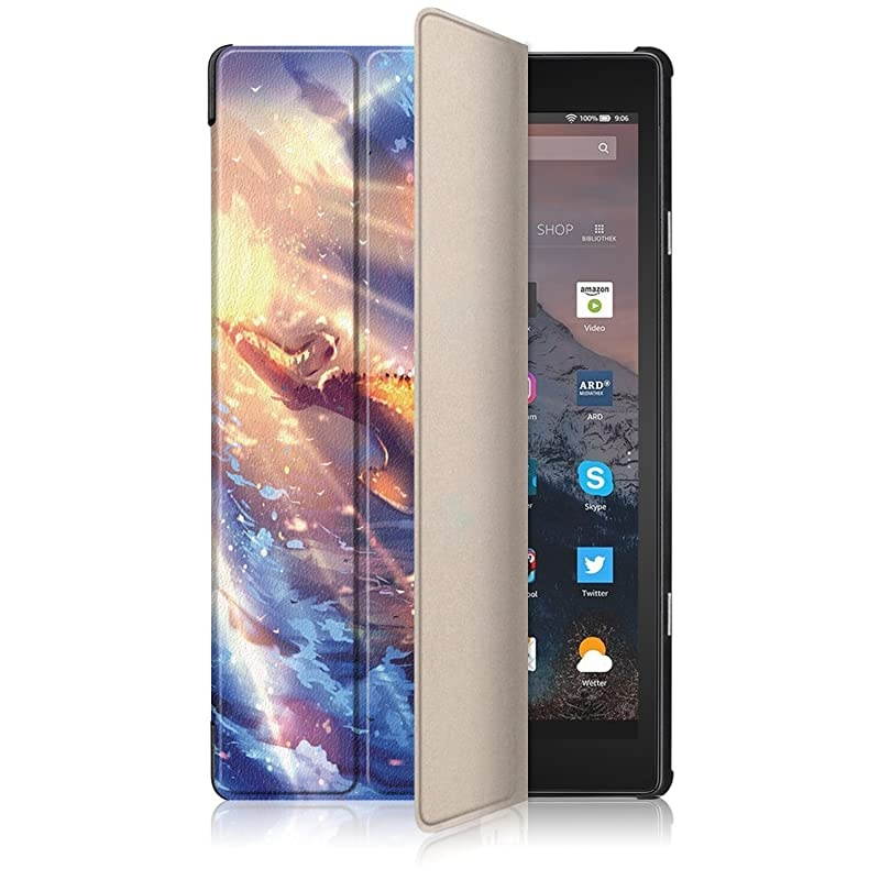 Ultra Slim Lightweight Shell Standing Case for  All-New Fire HD 10 10.1-inch 2019/2017 Model Smart Cover with Auto Wake/Sleep,Fantastic Flying City