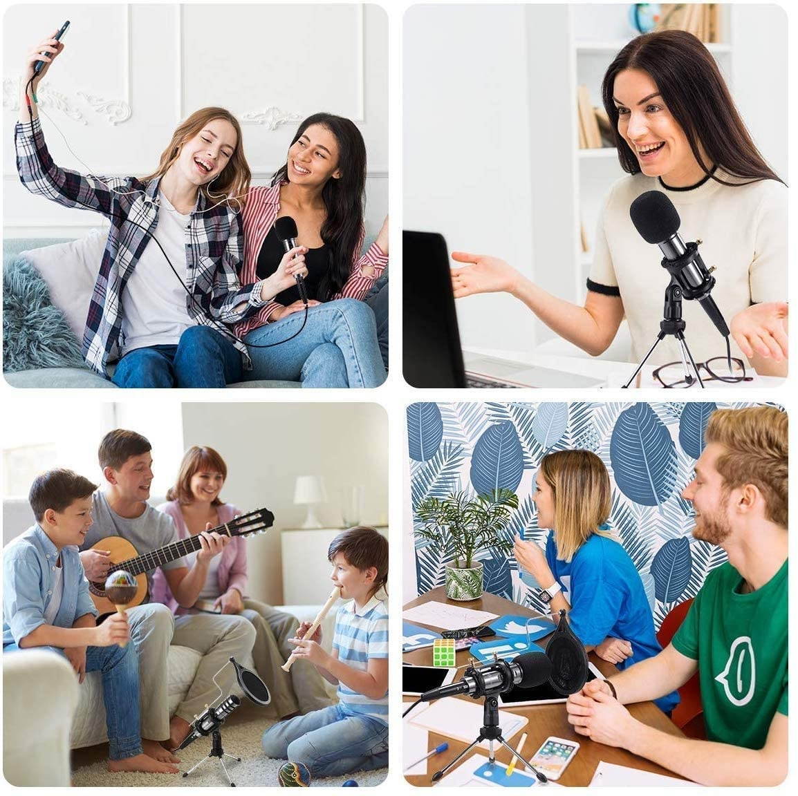 Recording Microphone, 3.5mm Condenser Microphone Plug and Play, PC Microphone with Filter Suitable for Podcasting, Voice Recording, Skype, YouTube, Games, Laptop, Computer, Phone