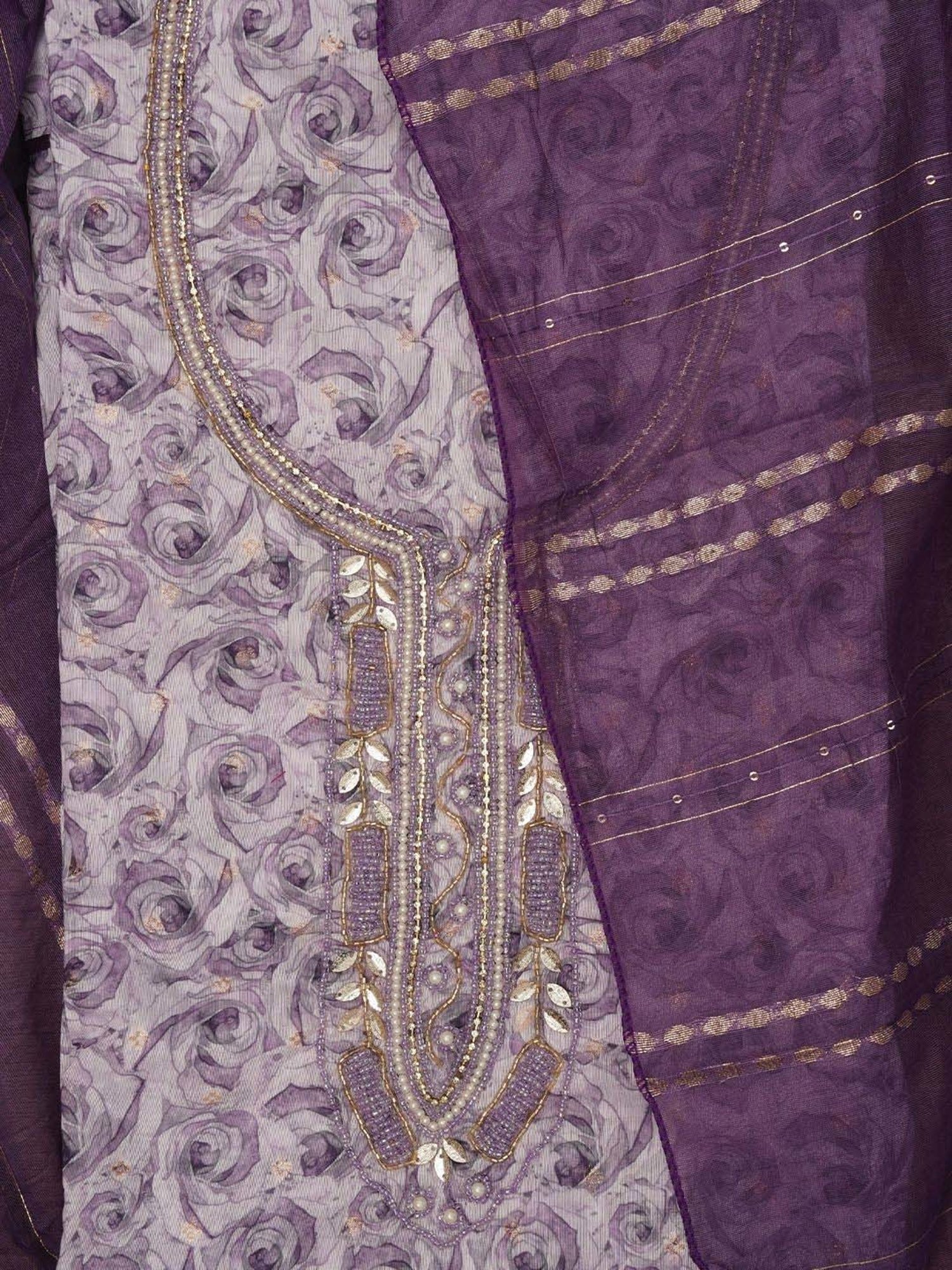 Jaipur Kurti Purple Embellished Unstitched Dress Material