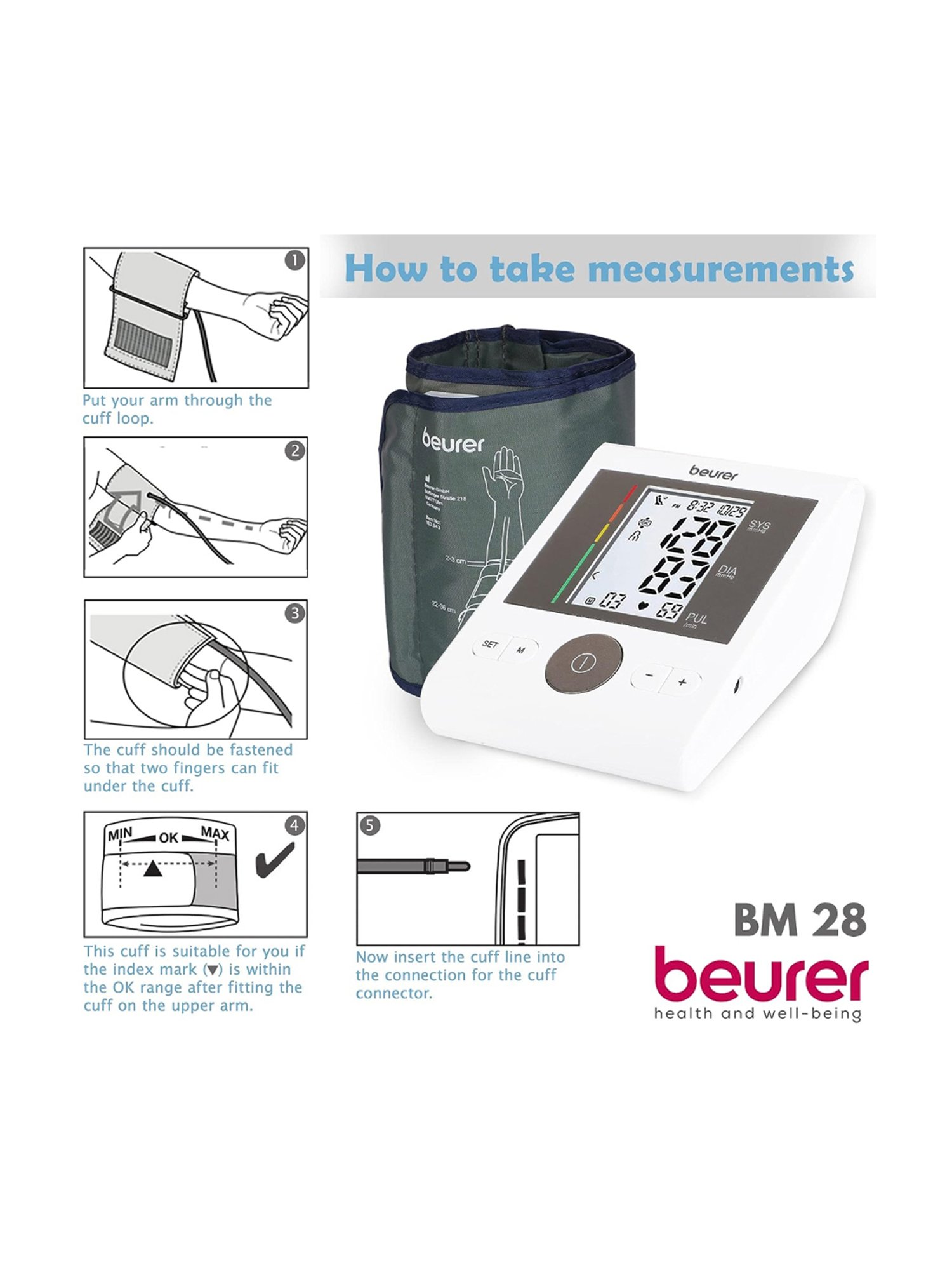 Beurer BM28 Blood Pressure Monitor + FT09 Thermometer & PO30 Pulse Oximeter Combo (White)