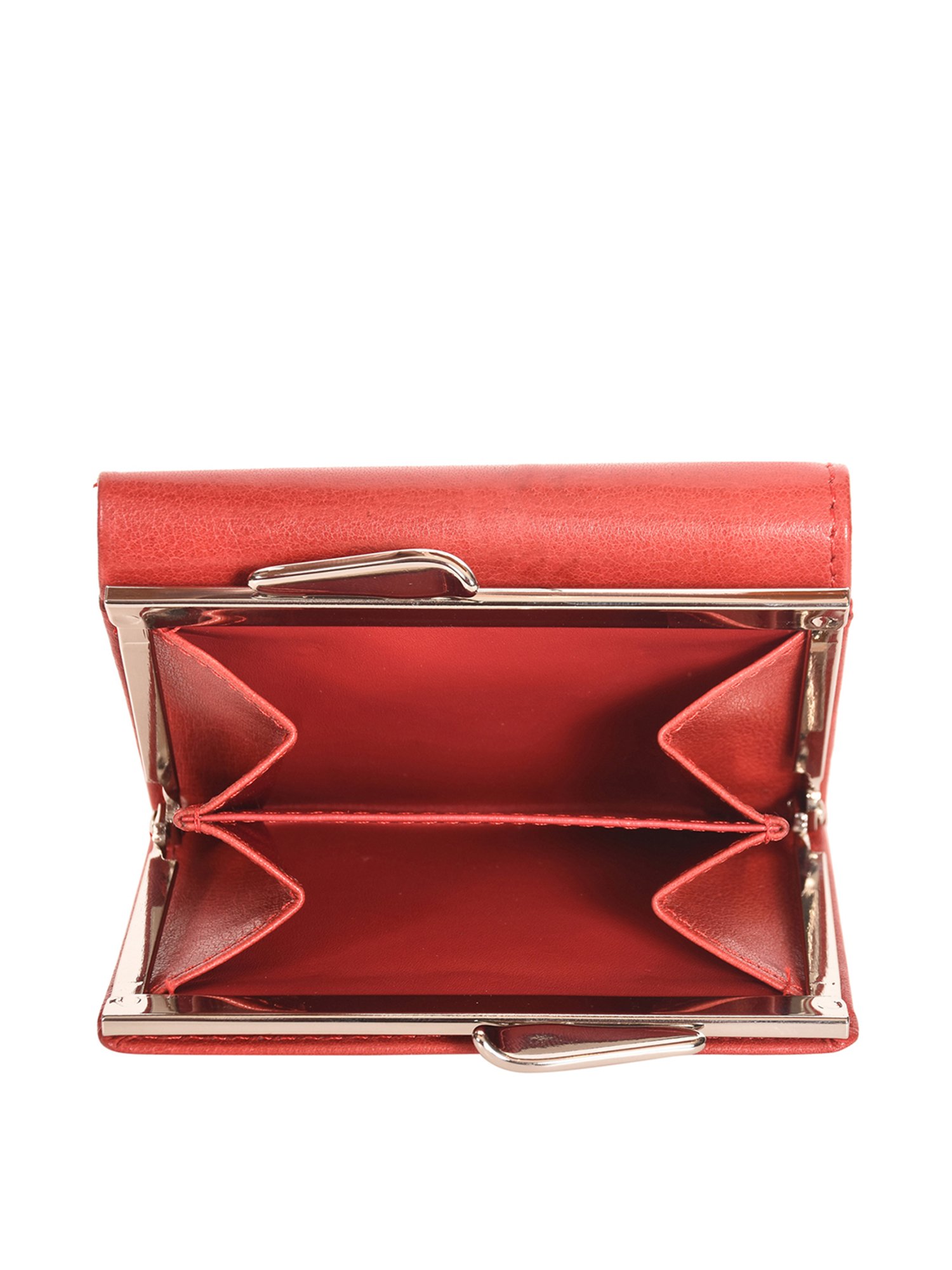 SASSORA Red Textured Rfid Tri-Fold Wallet for Women