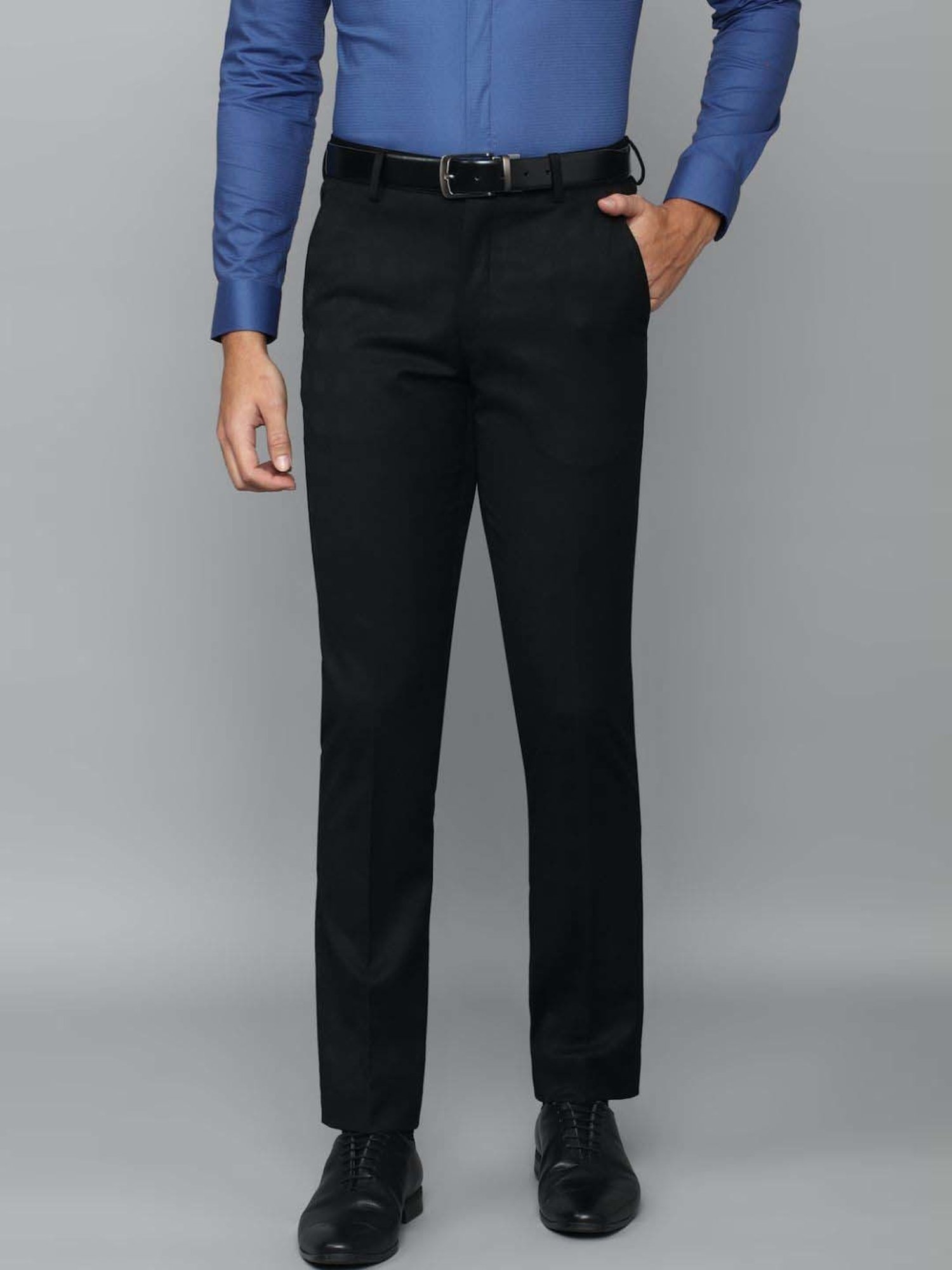 Louis Philippe Black Slim Fit Trousers