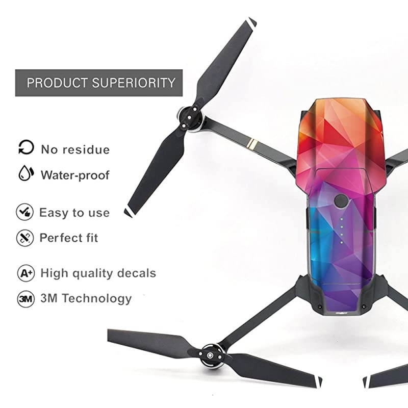Exclusive Decoration Wrap Skin Decal Kit for Mavic Pro Quadcopter Drone Body Shell, DJI Mavic PRO Portable Collapsible Mini Racing Drone Water-resistant PVC Sticker