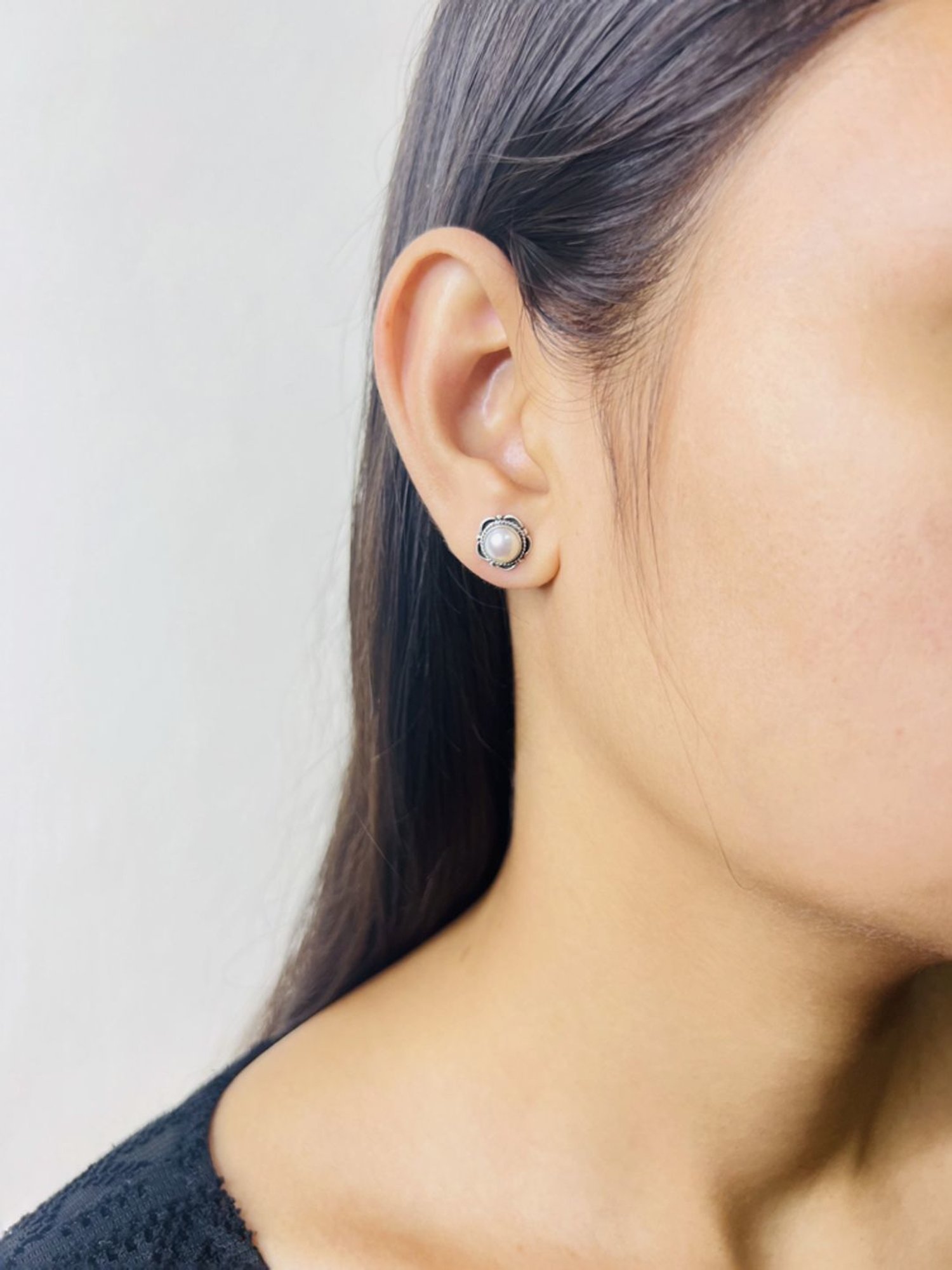 Arte Jewels 925 Sterling Silver Pearl Stud Earrings for Girls & Women