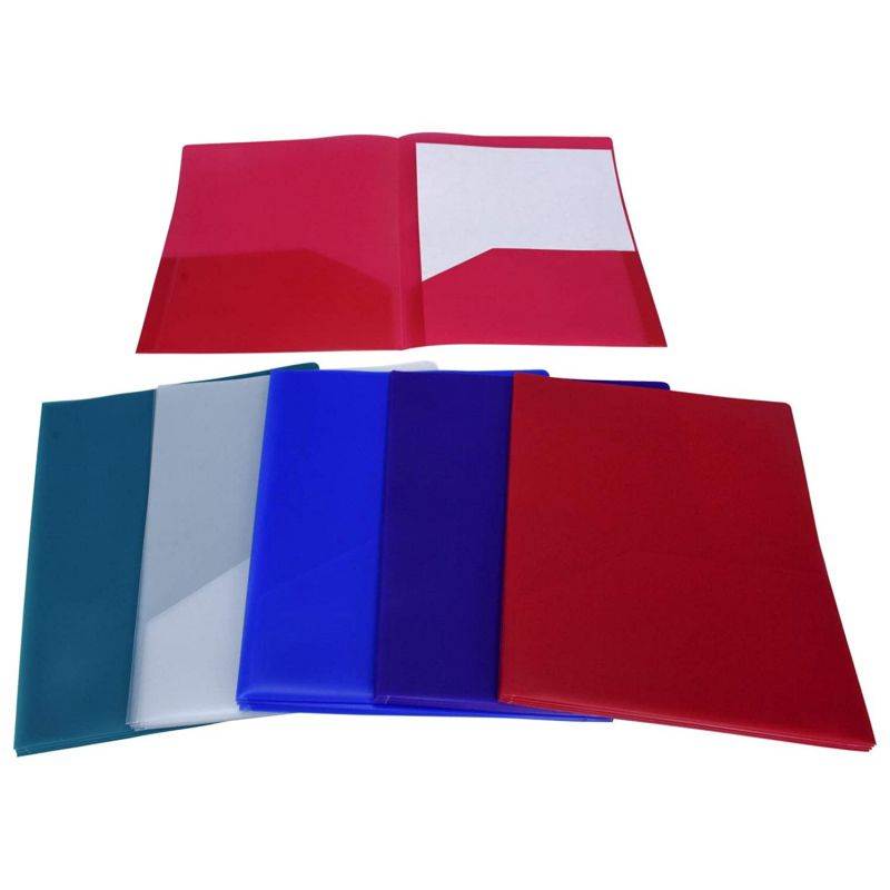 School Smart 2-Pocket Portfolios Without Fasteners, 8-1/2 x 11 Inches, Assorted Colors, Pack of 25