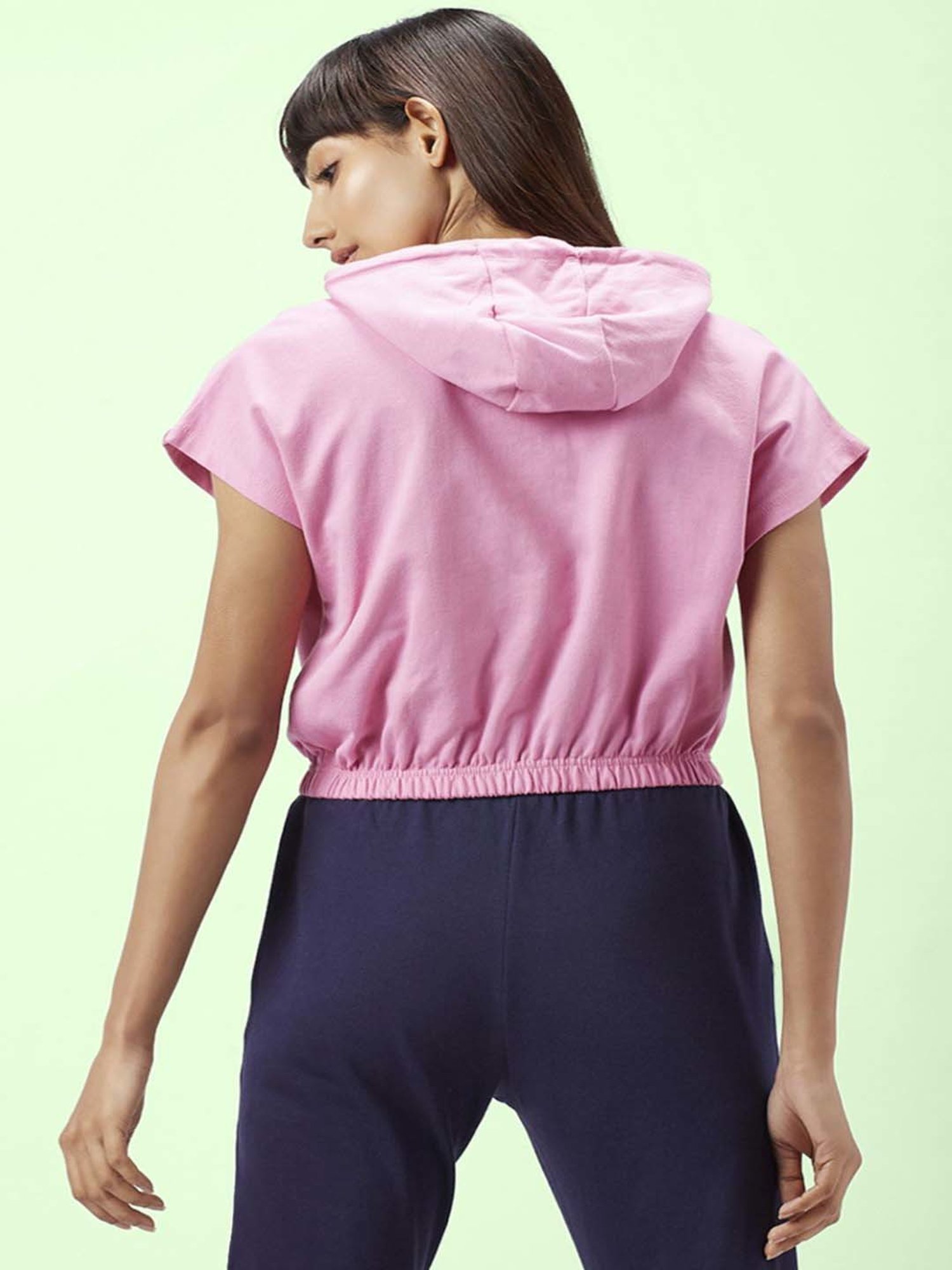 Ajile by Pantaloons Pink Cotton Graphic Print Sports Top