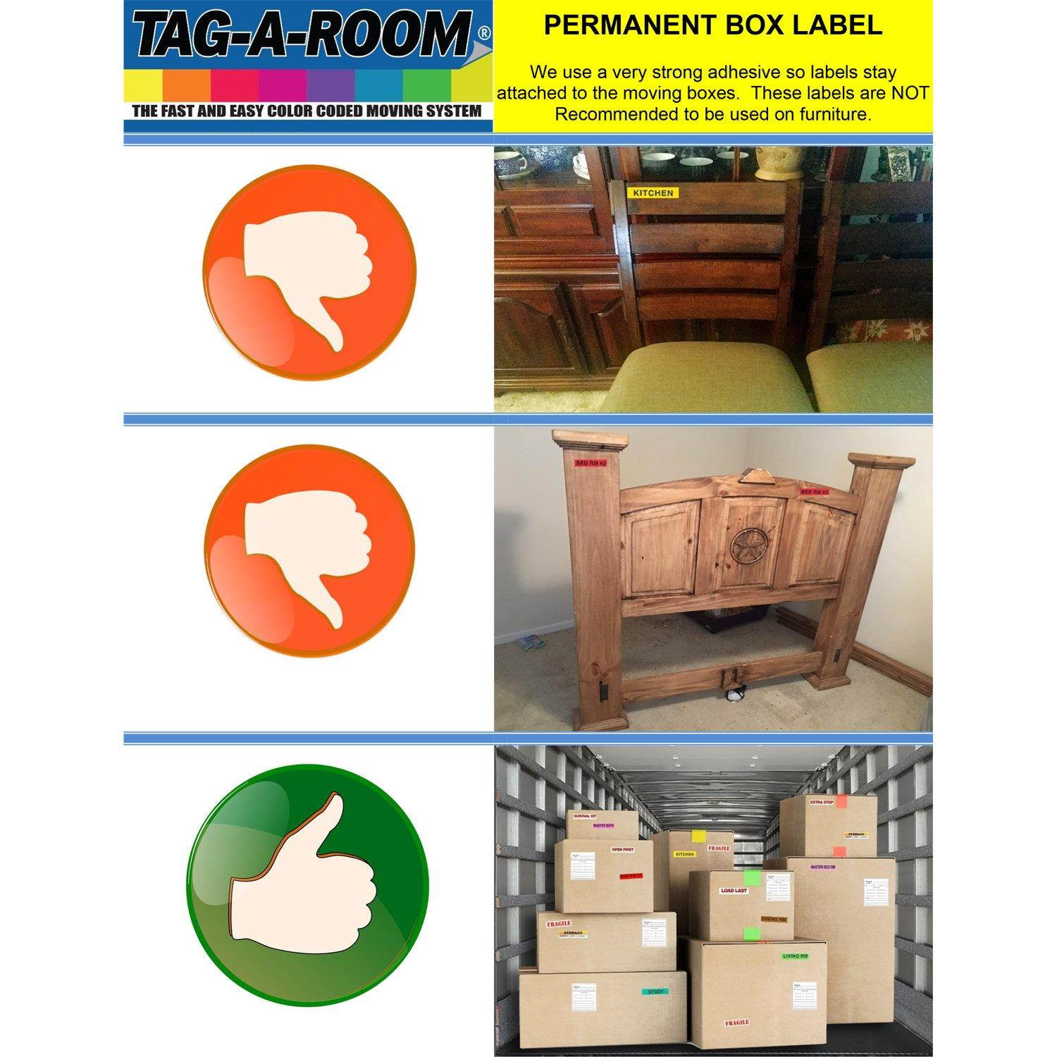 Tag-A-Room Open First Color Coded Moving Label (50 Count), Moving Supplies