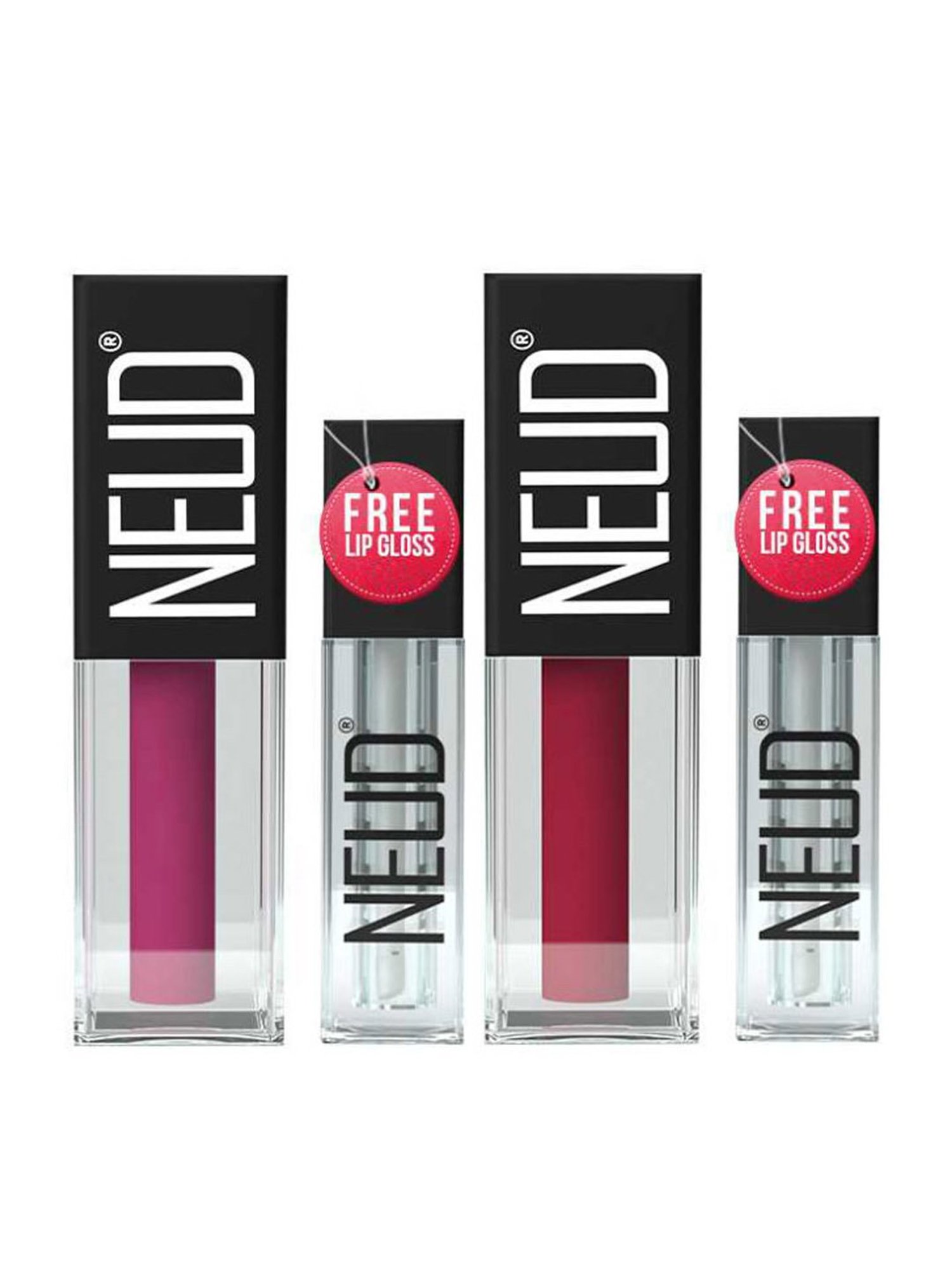 Neud Matte Liquid Lipstick Combo Peachy Pink & Quirky Tease with Two Lip Gloss Free