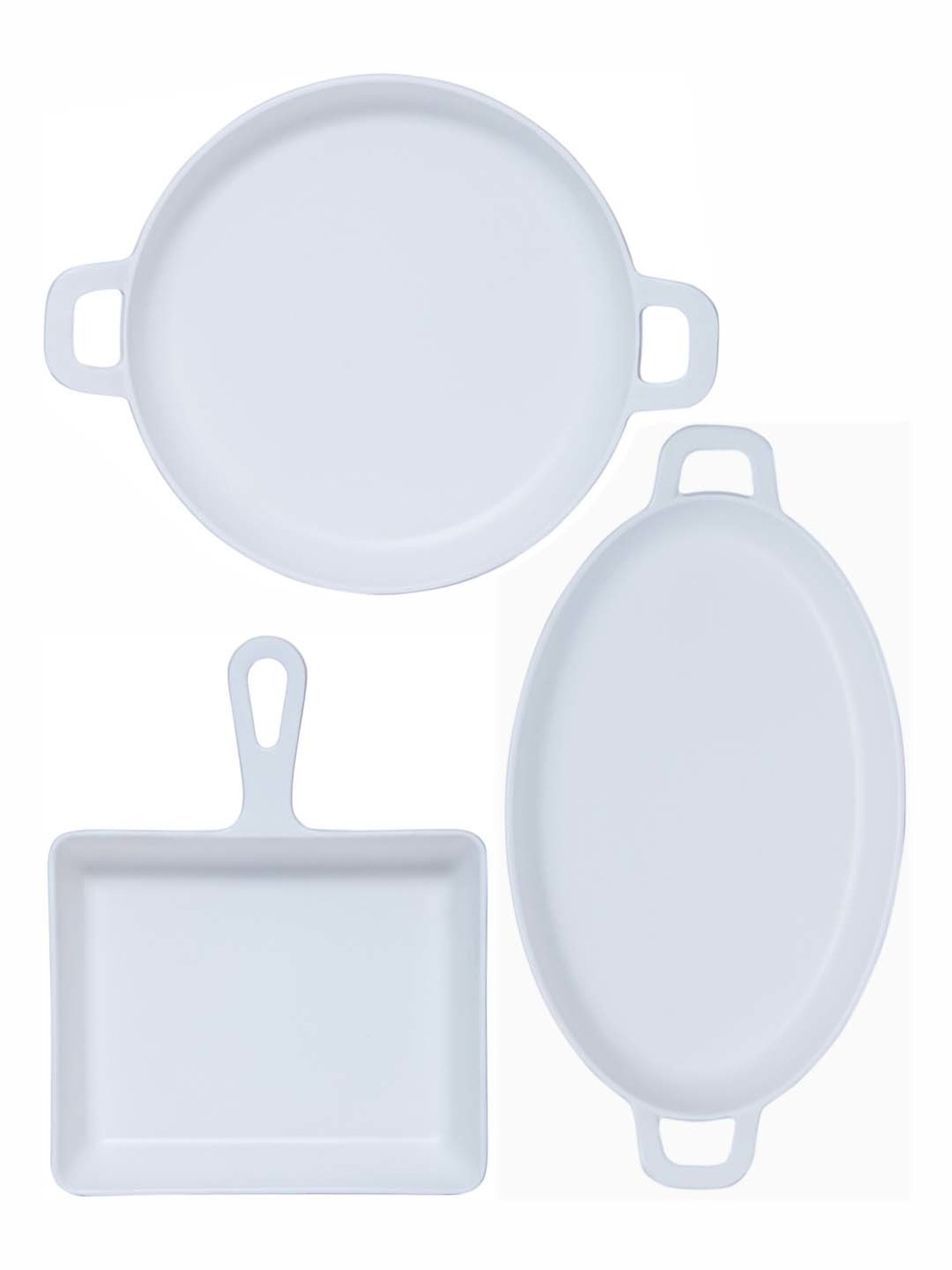 Servewell Servo White Melamine 3 Serving Platters With Handle