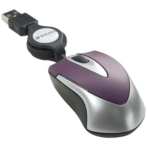 Metro Series Corded Optical Computer Mouse, Mini Travel, 3 Buttons, USB 2.0 (Purple)