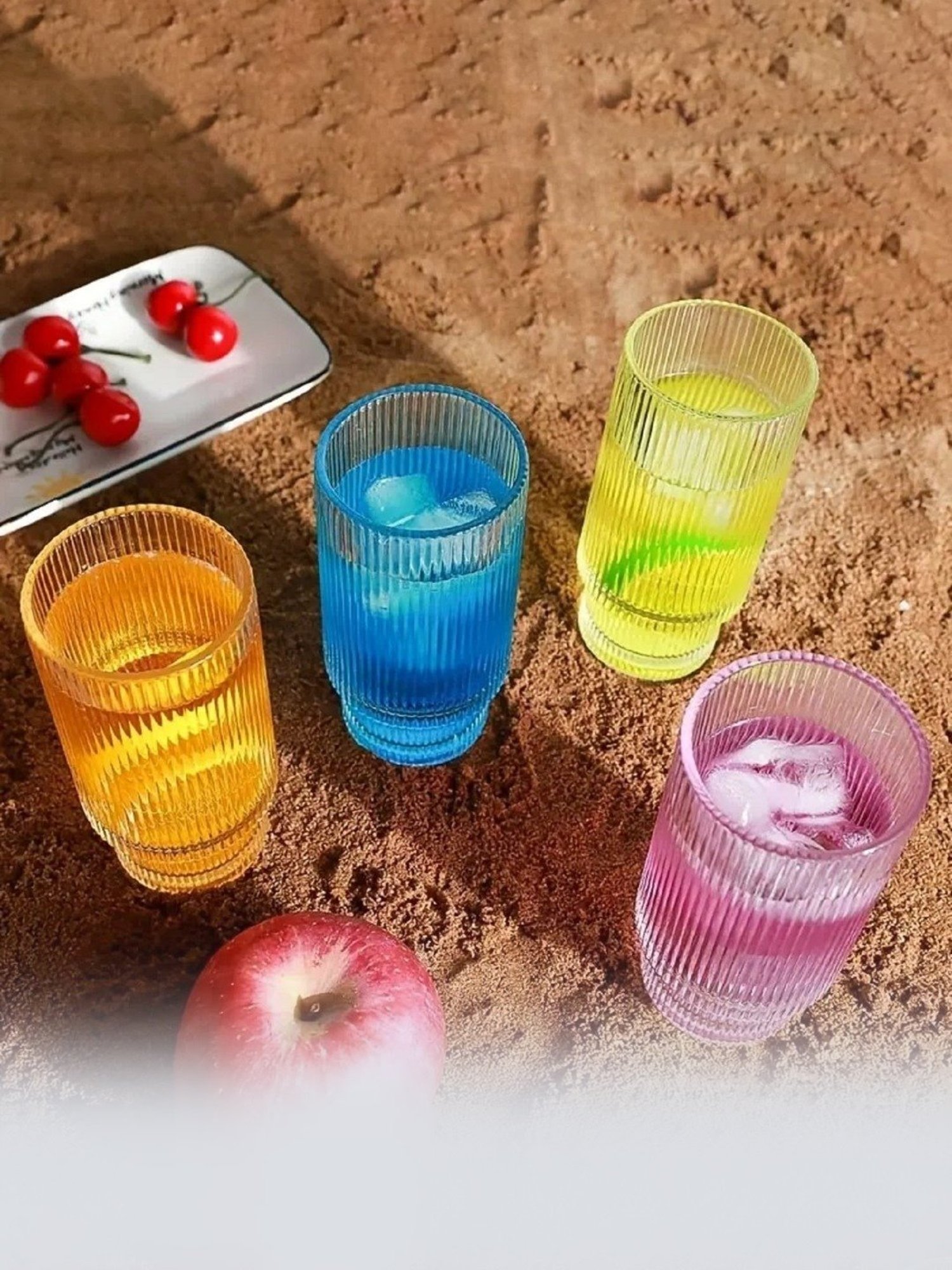 Melbify Ribbed Mojito Transparent Cocktail Glasses 330ml - Set of 6