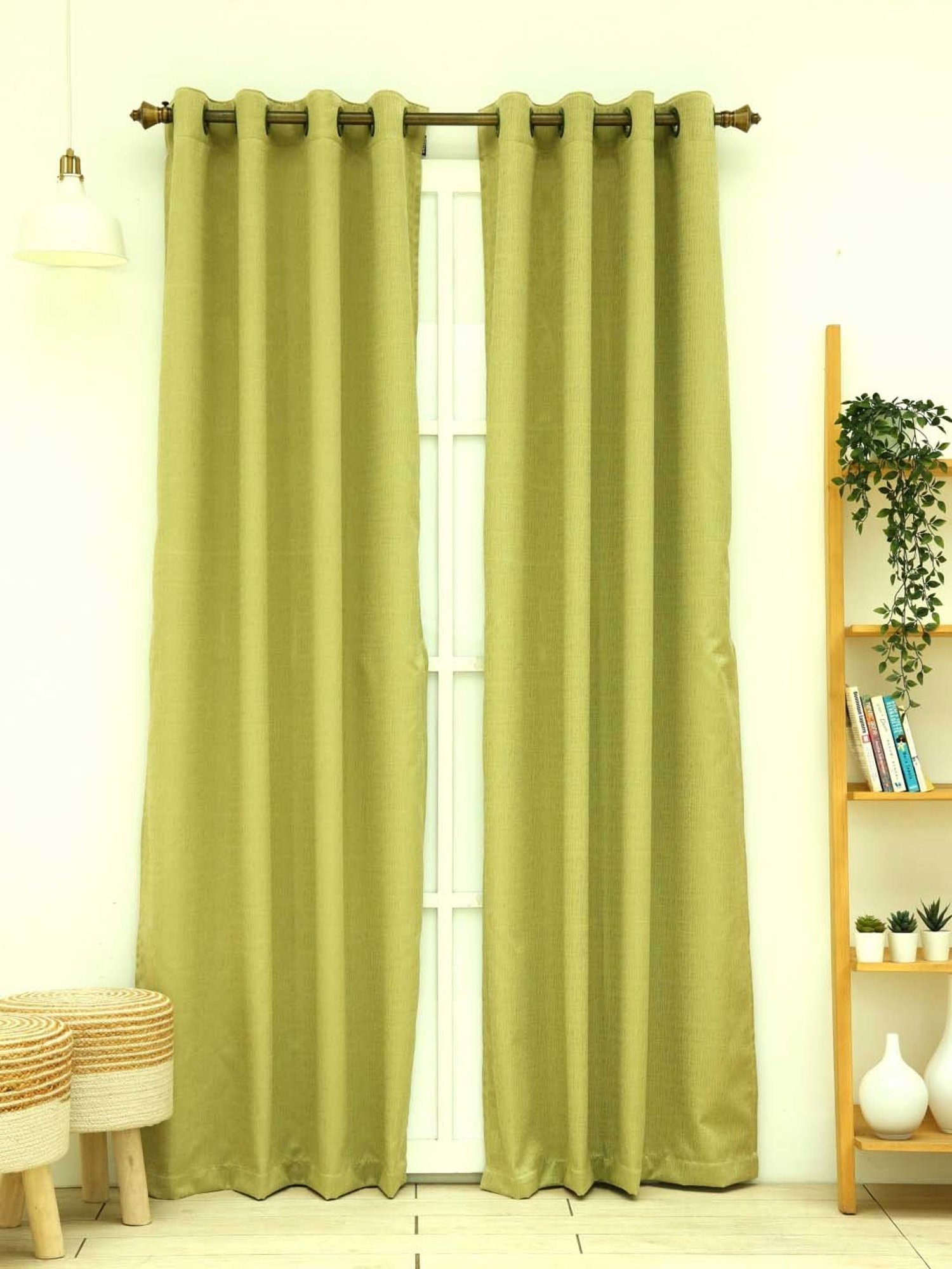 Ariana Richard Olive Green Polyester 5 ft. Window Curtain - Single Piece