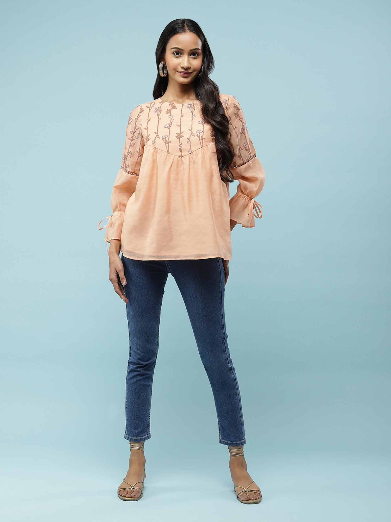 aarke Ritu Kumar Peach Embroidered Top