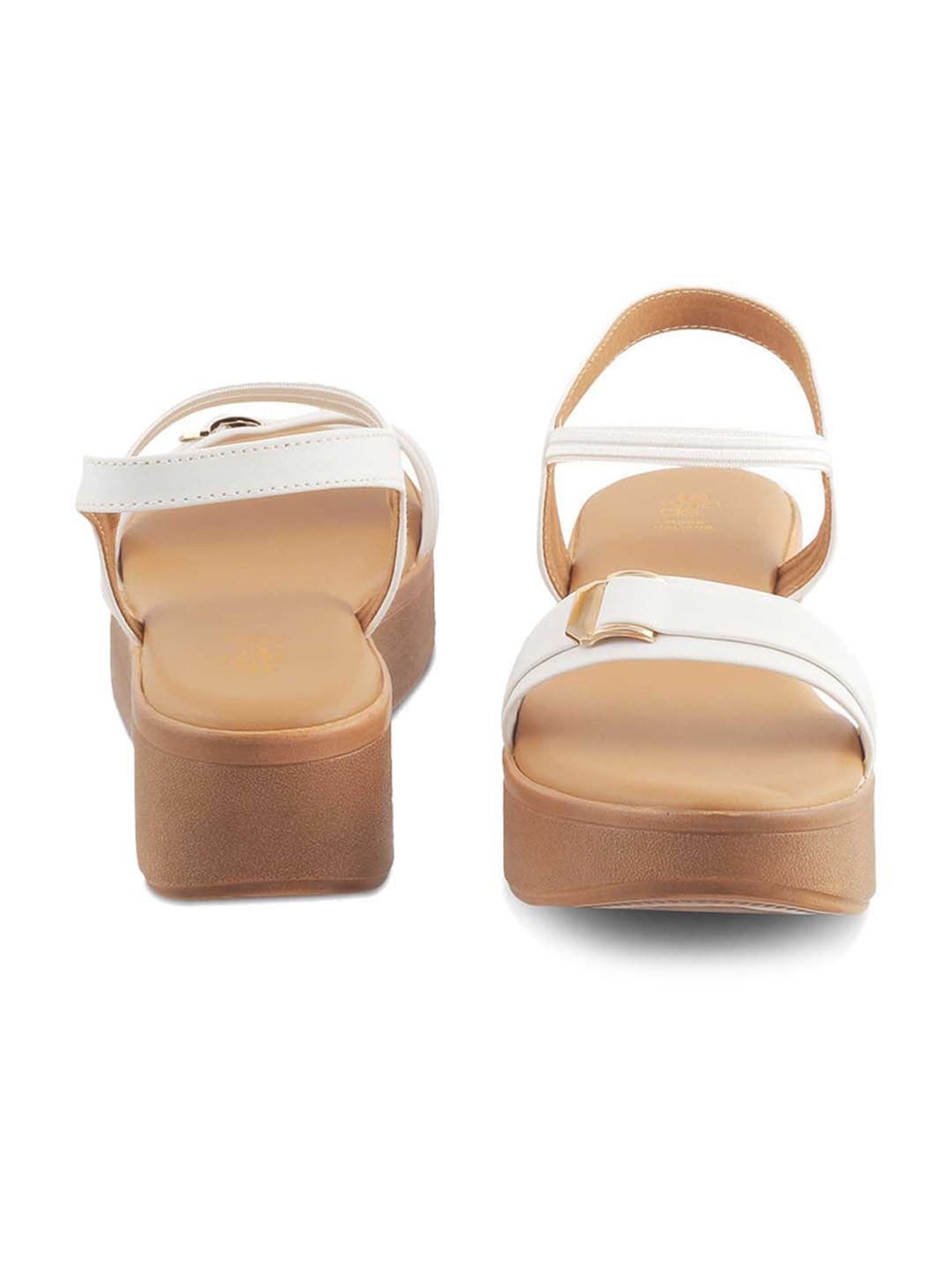 Tresmode Women's White Ankle Strap Wedges