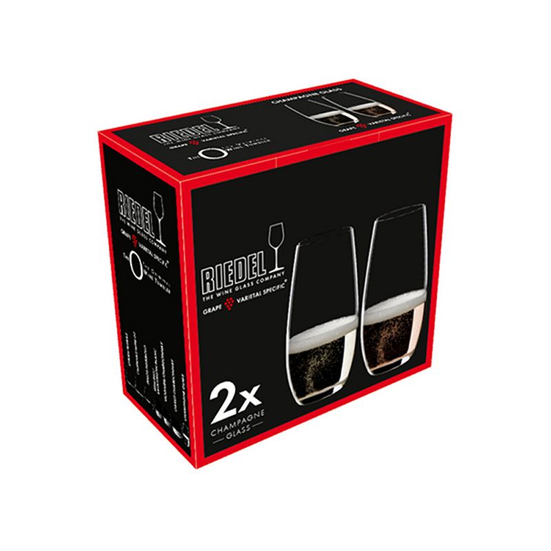 Riedel O Wine 9.31-Ounce 4.8-Inch Drink Glass Tumbler Champagne Stemless Home Kitchen and Bar Fine Crystal Flute Glasses, Set of 2
