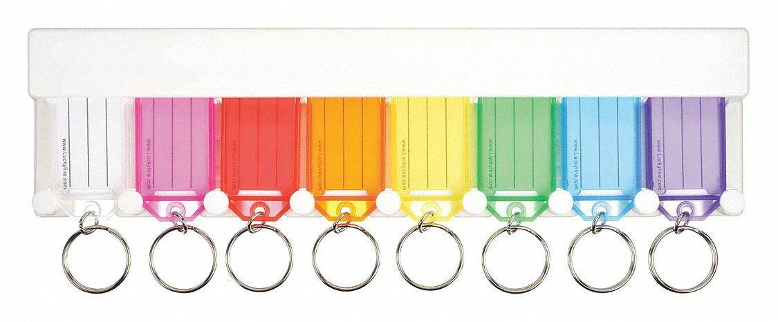 Key Tag Rack with Eight Tags, White
