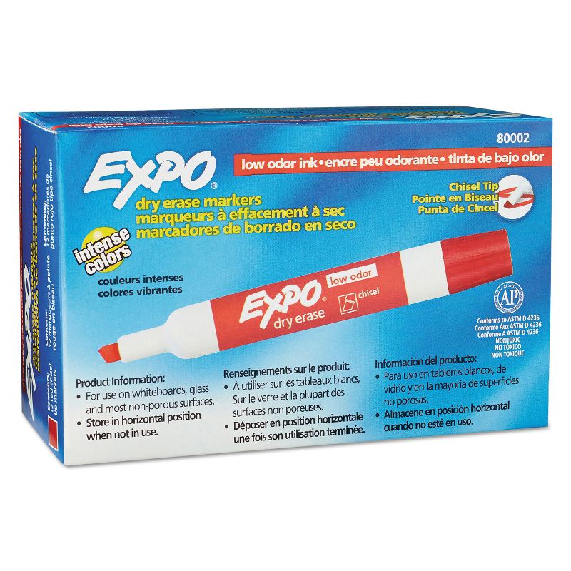EXPO Low Odor Dry Erase Marker Chisel Tip Red Dozen 80002