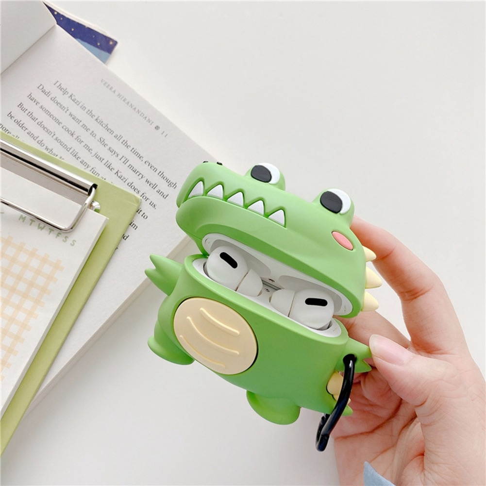 Cartoon Little Crocodile Headphone Case for AirPods 3 Generation, Cute and Funny Headset Case with Hook,Universal Shock Proof,Scratch Proof