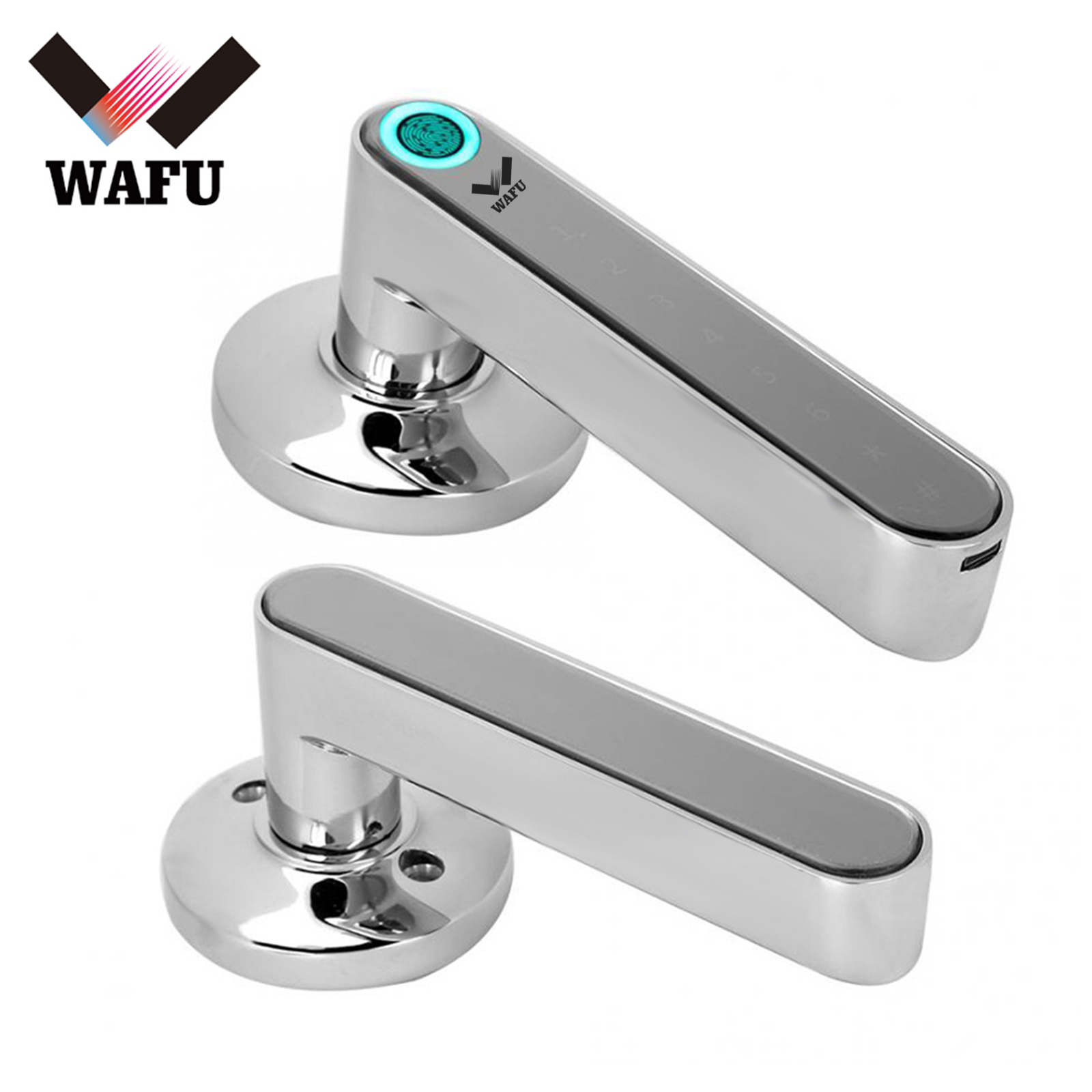 WAFU BT Enabled Fingerprint & Touchscreen Smart Lock Automatic Sensor Keyless Entry Secure Finger ID Works with iOS & Android APP Control Rechargeable Cordless Security Lock Zinc Alloy Lever Door Lock