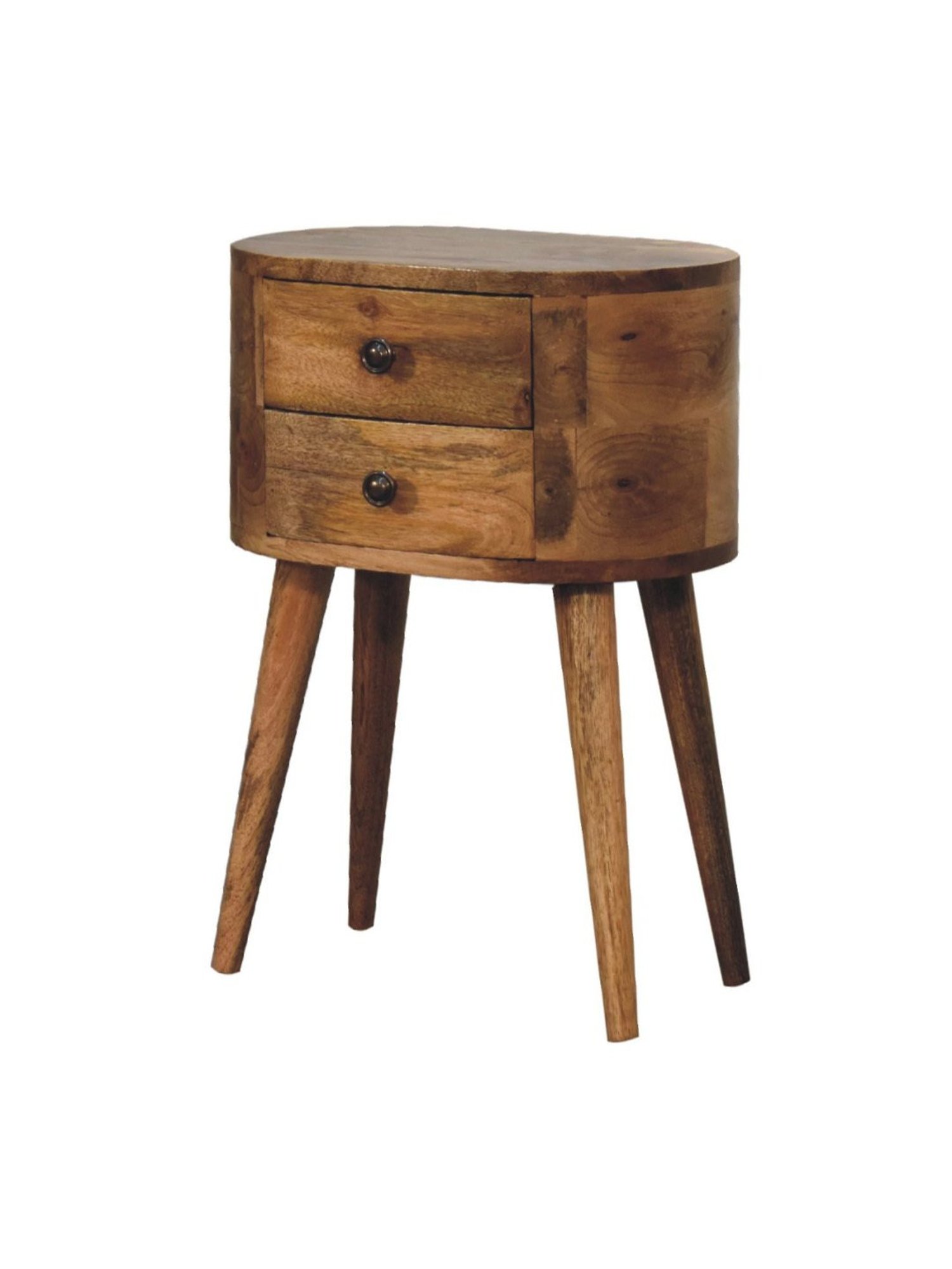 Artisan Furniture Brown Wood Mini Oakish Rounded Bedside Table