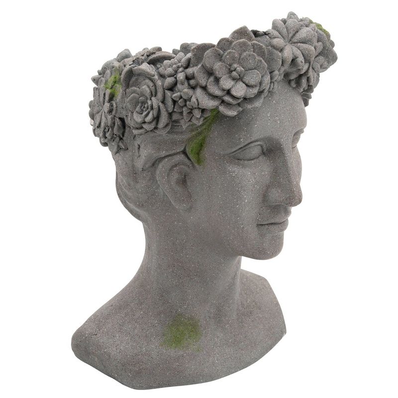 19" Resin Lady with Daisies Planter Gray - Sagebrook Home