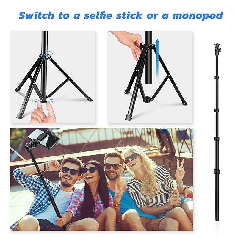 54inch Selfie Stick Tripod Detachable and Extendable Phone Tripod for Cell Phone Compatible with Smartphone Includes Wireless Remote Cell Phone Holder and Gopro Adapter