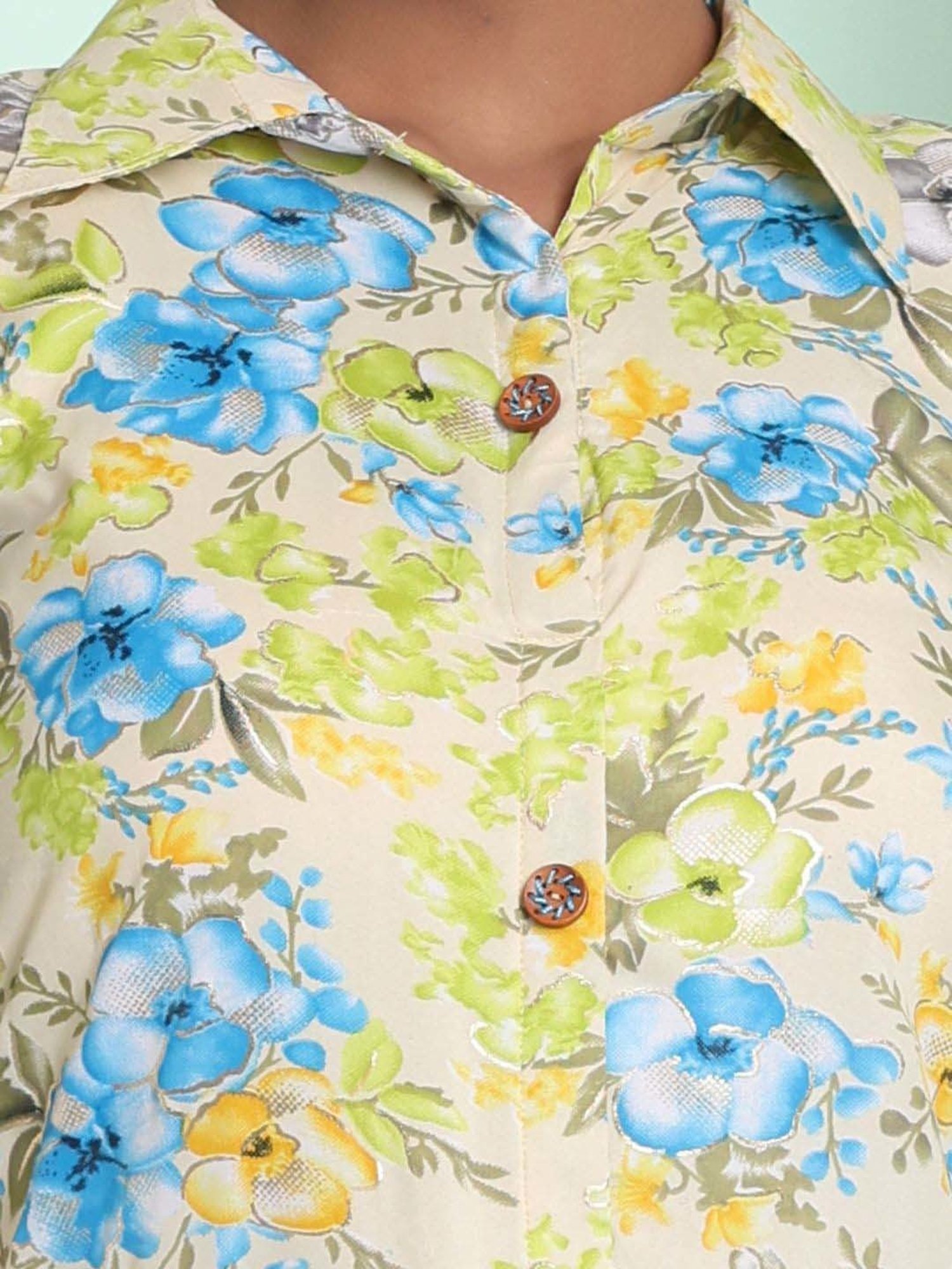 CHARUKRITI Beige Printed A-Line Dress