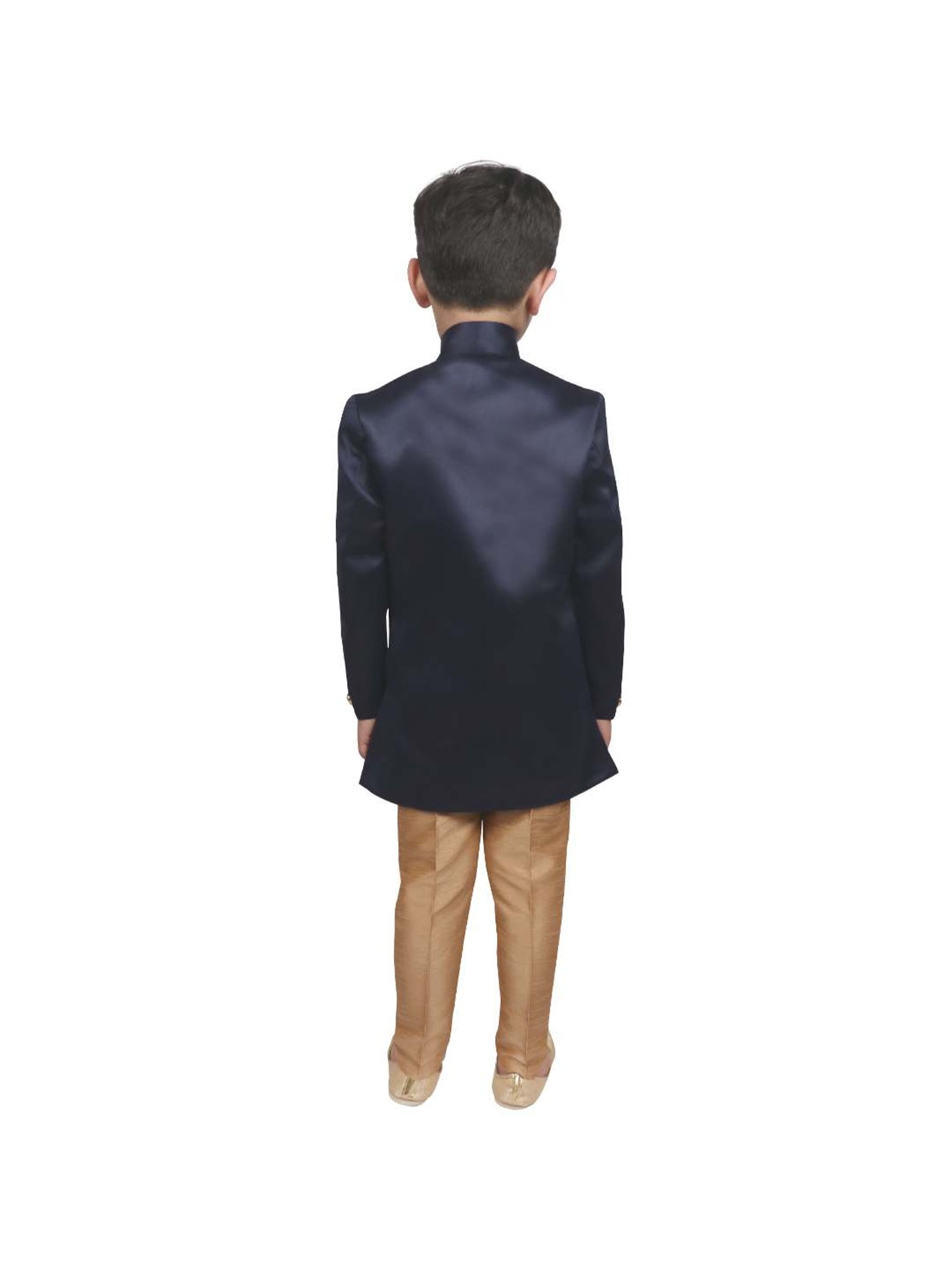 VASTRAMAY Boys Turquoise Floral Full Sleeves Indowestern