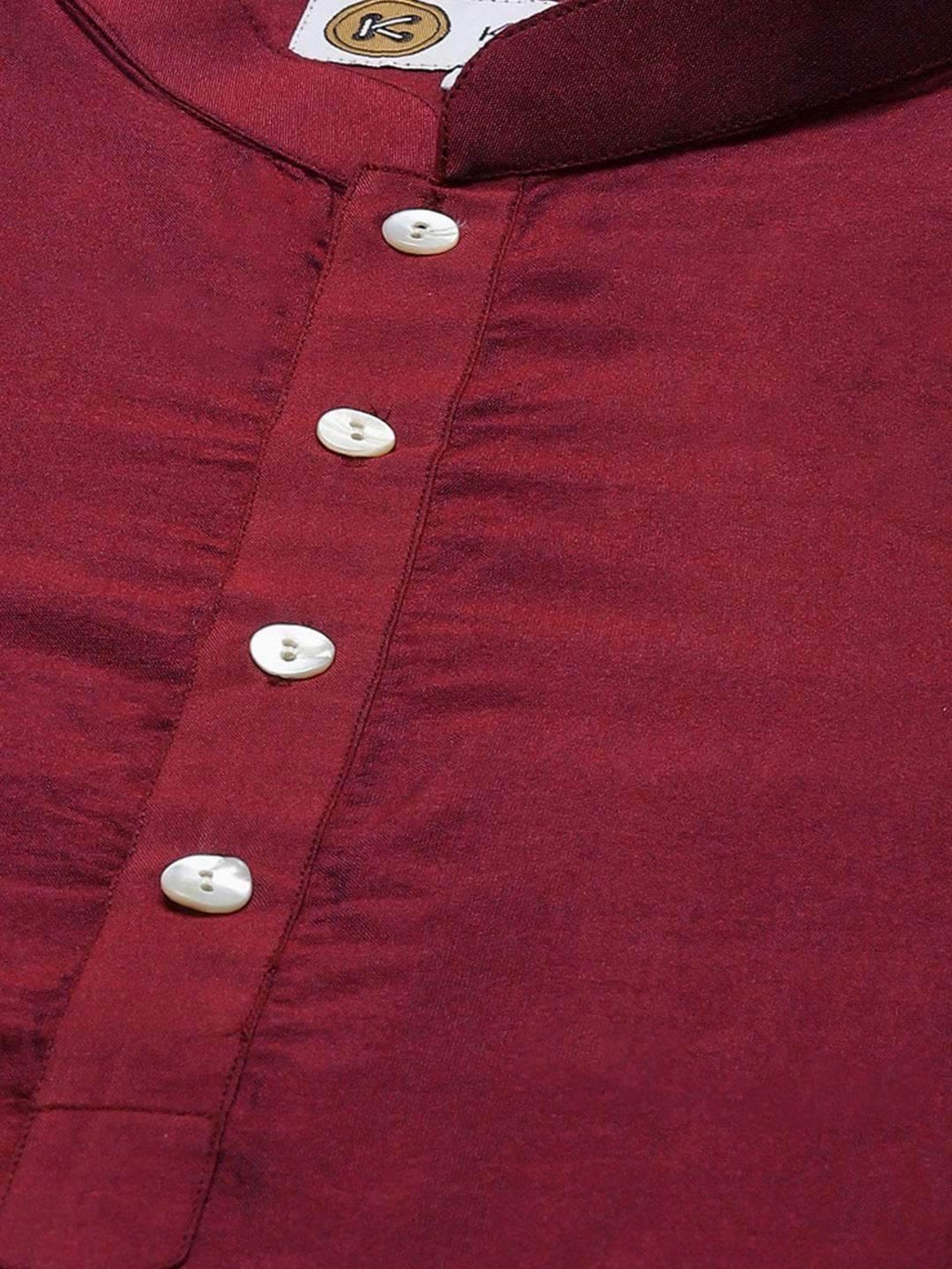 KISAH Maroon Regular Fit Printed Kurta Set With Jacket