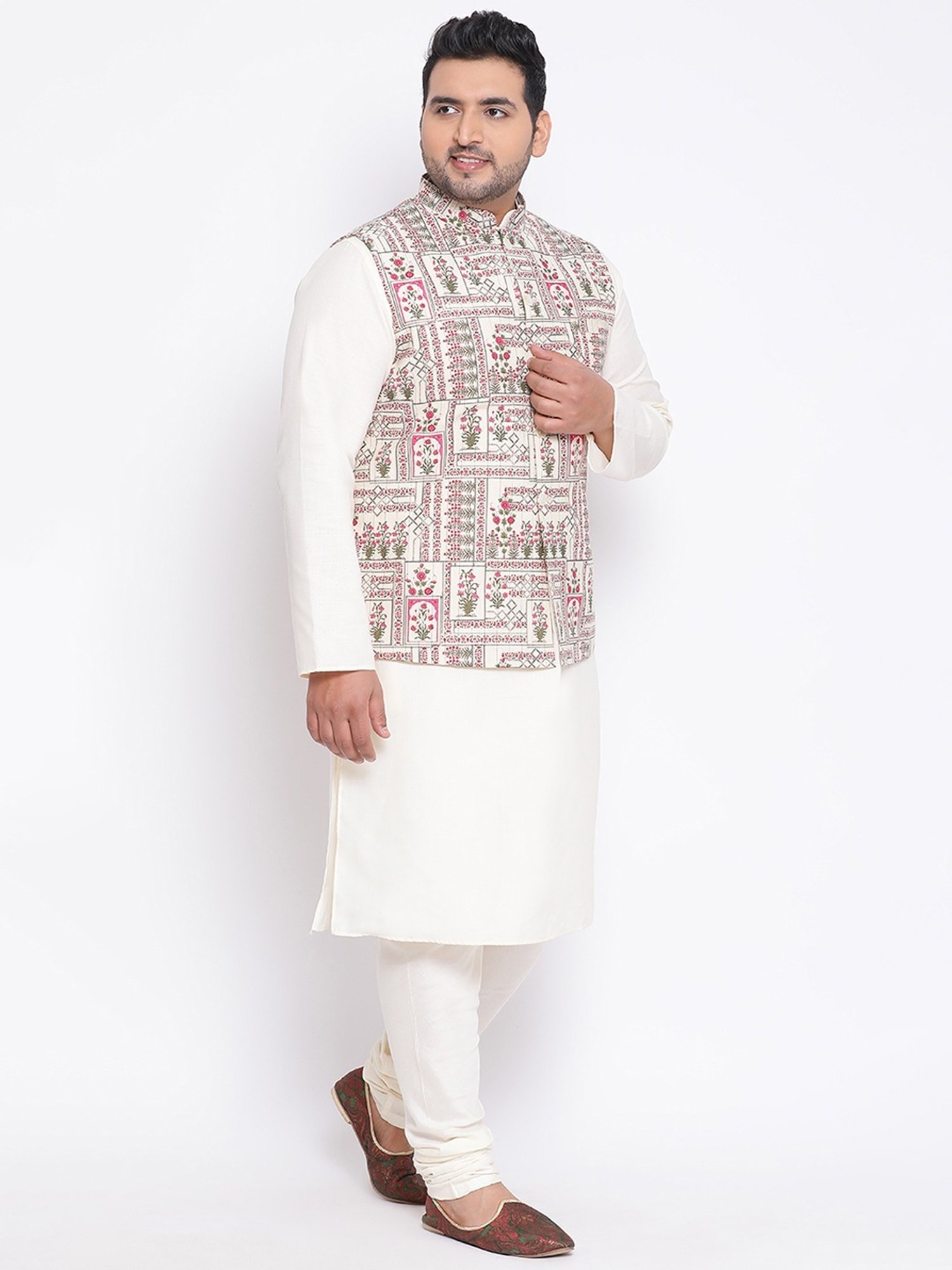 KISAH PLUS Multicolored Regular Fit Printed Kurta Set With Jacket