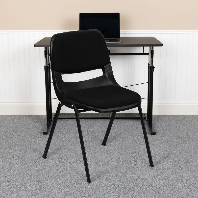 Emma and Oliver Black Padded Ergonomic Shell Student Stack Chair - Classroom / Guest Chair