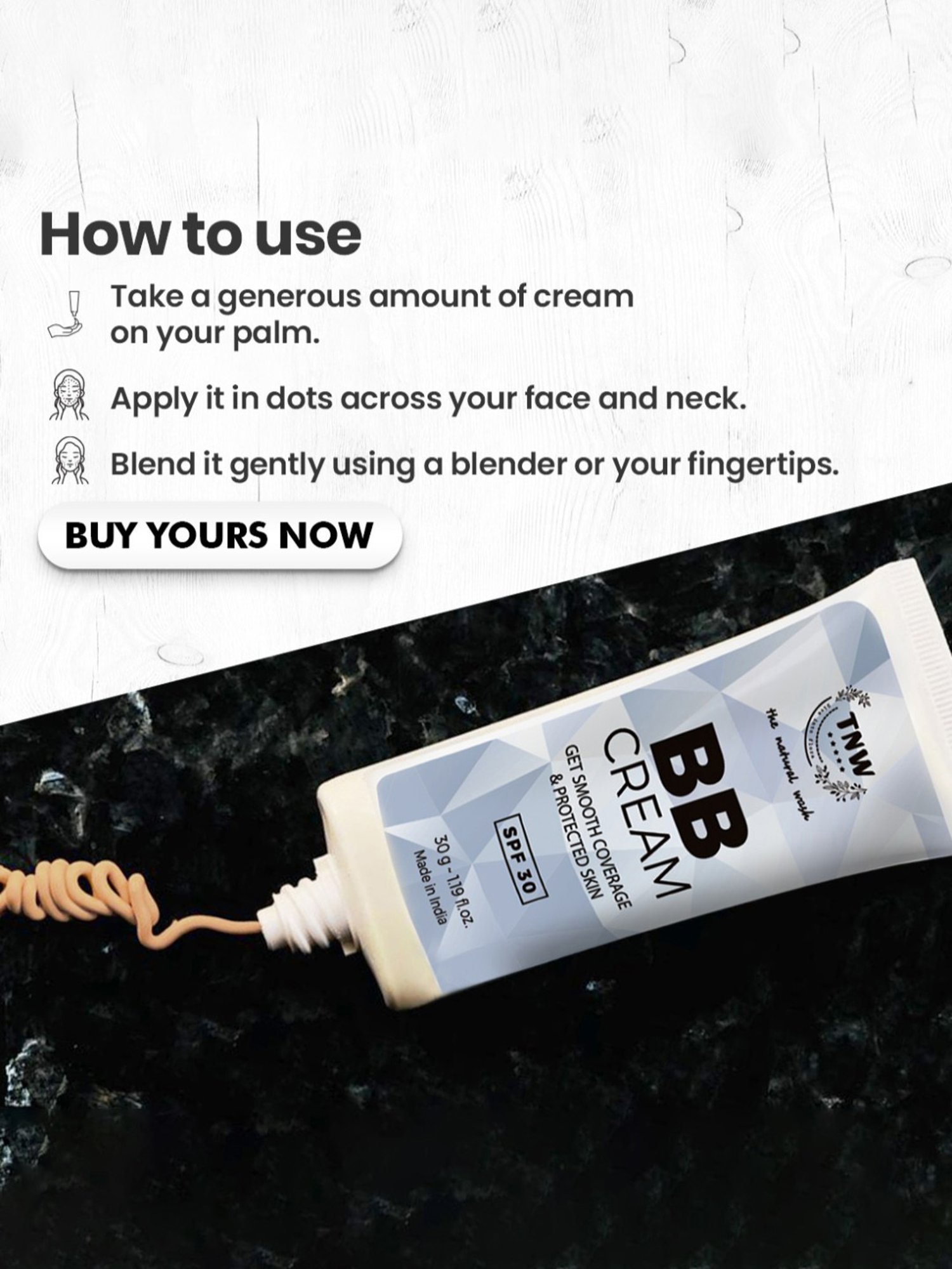 TNW-The Natural Wash BB Cream with SPF 30 - 30 gm