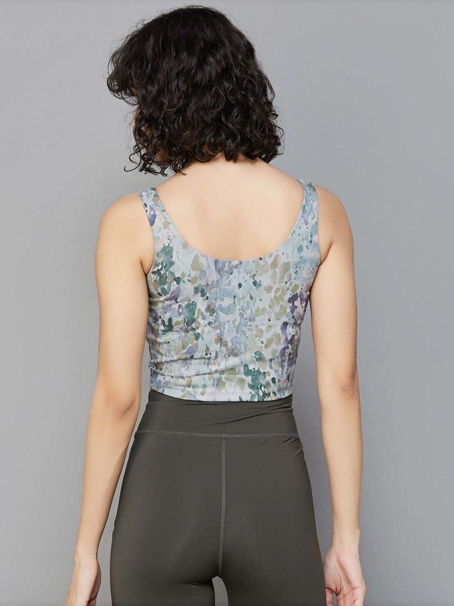 KAPPA Grey & Green Cotton Printed Top