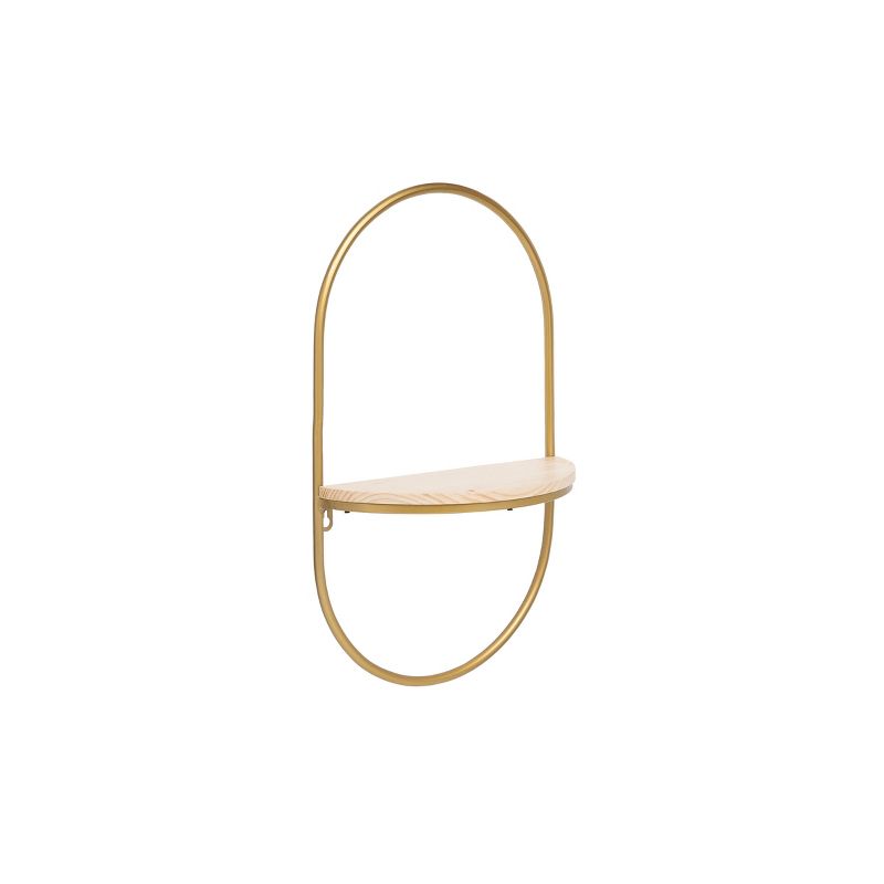 Modern Gold Metal and Wood Hanging Wall Shelf - Foreside Home & Garden