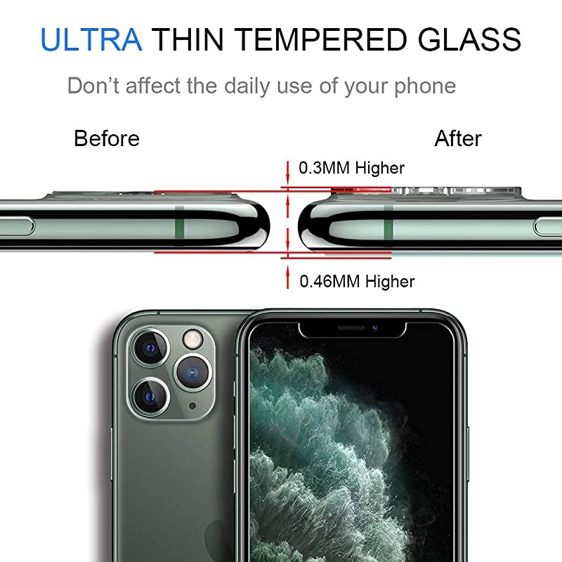 4 Pack  Tempered Glass for iPhone 11 Pro 58inch 2 Pack Tempered Glass Screen Protector + 2 Pack Tempered Glass Camera Lens Protector + 1 Easy Installation Frame